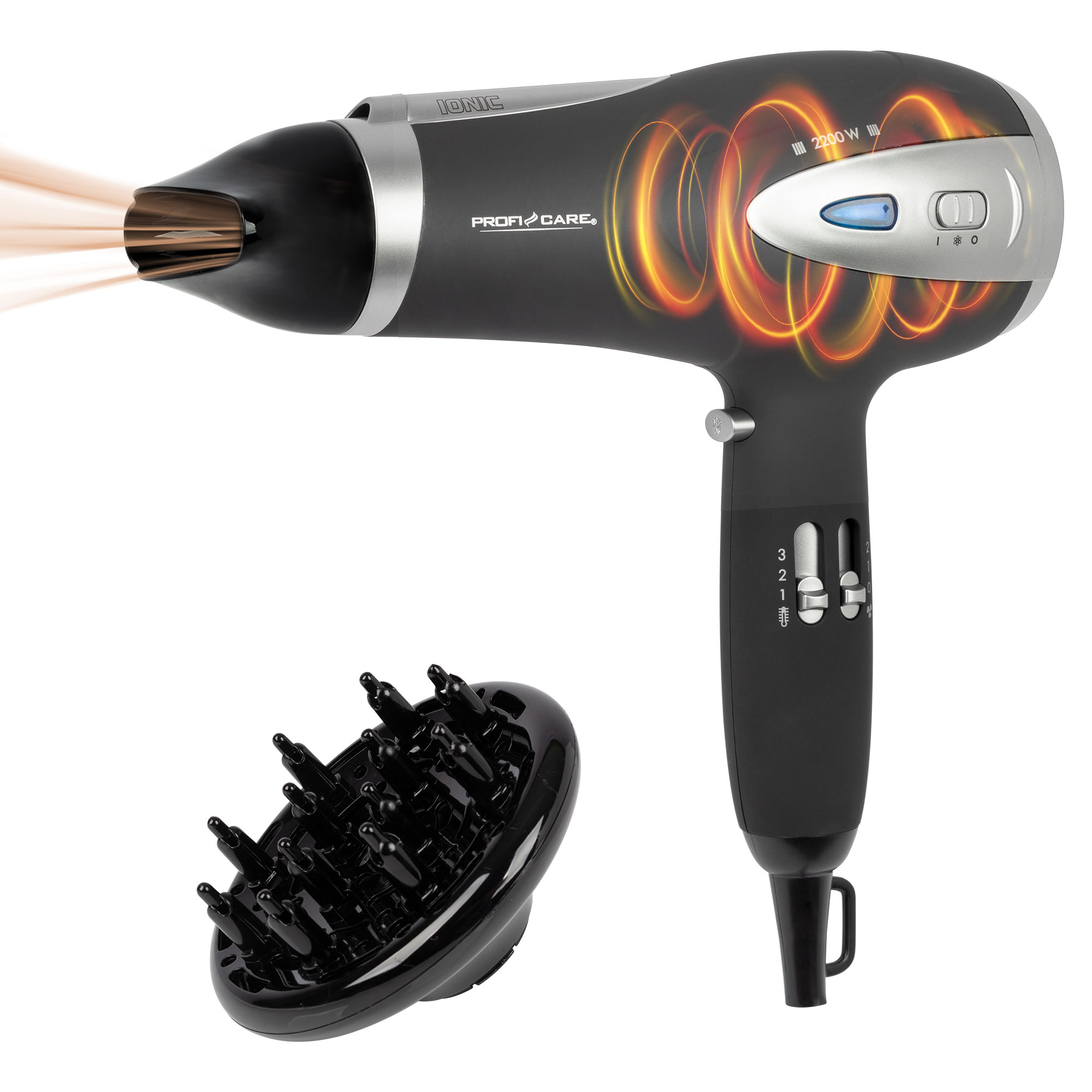 PROFI CARE Haartrockner PC-HTD 3113, Ionisierungsfunktion, 2200W, schwarz PROFICARE Haartrockner PC-HTD 3113, Ionisierungsfunktion, 2200W, schwarz