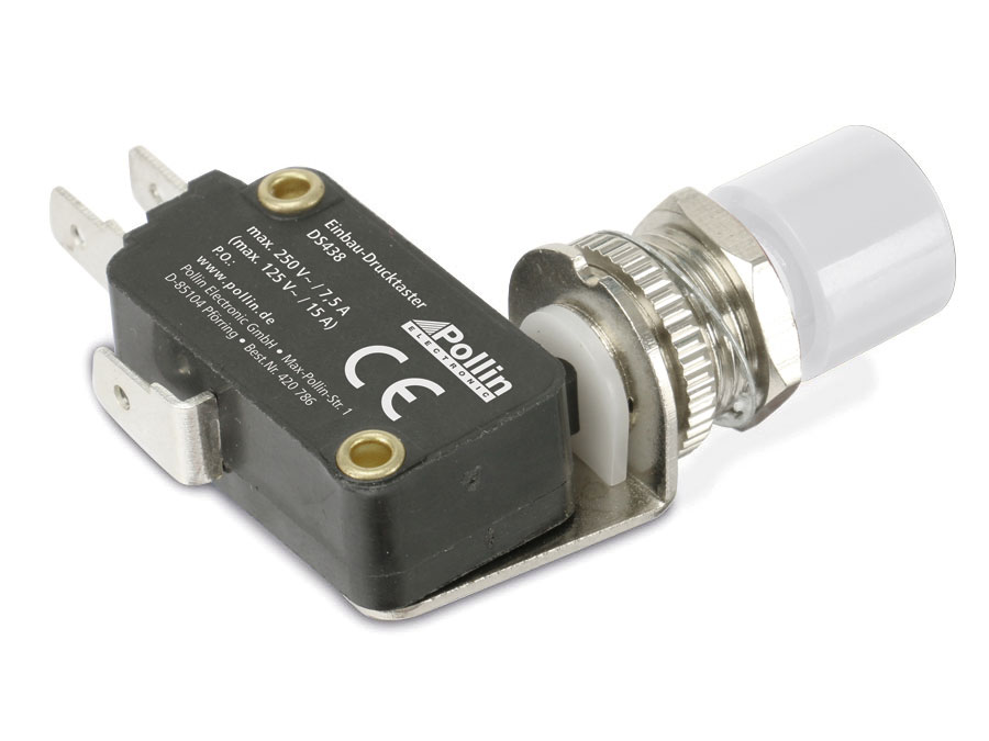 Einbau-Drucktaster DS438, 7,5 A/250 V~, weiß Einbau-Drucktaster DS438, 7,5 A/250 V~, weiß