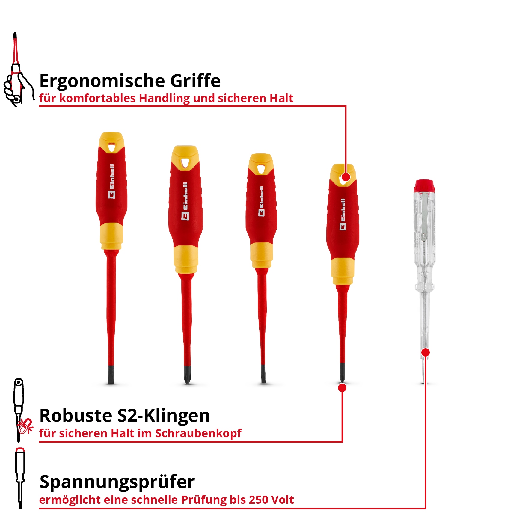 EINHELL Elektriker-Schraubendreher-Set VDE, 370541, 5-teilig EINHELL Elektriker-Schraubendreher-Set VDE, 370541, 5-teilig