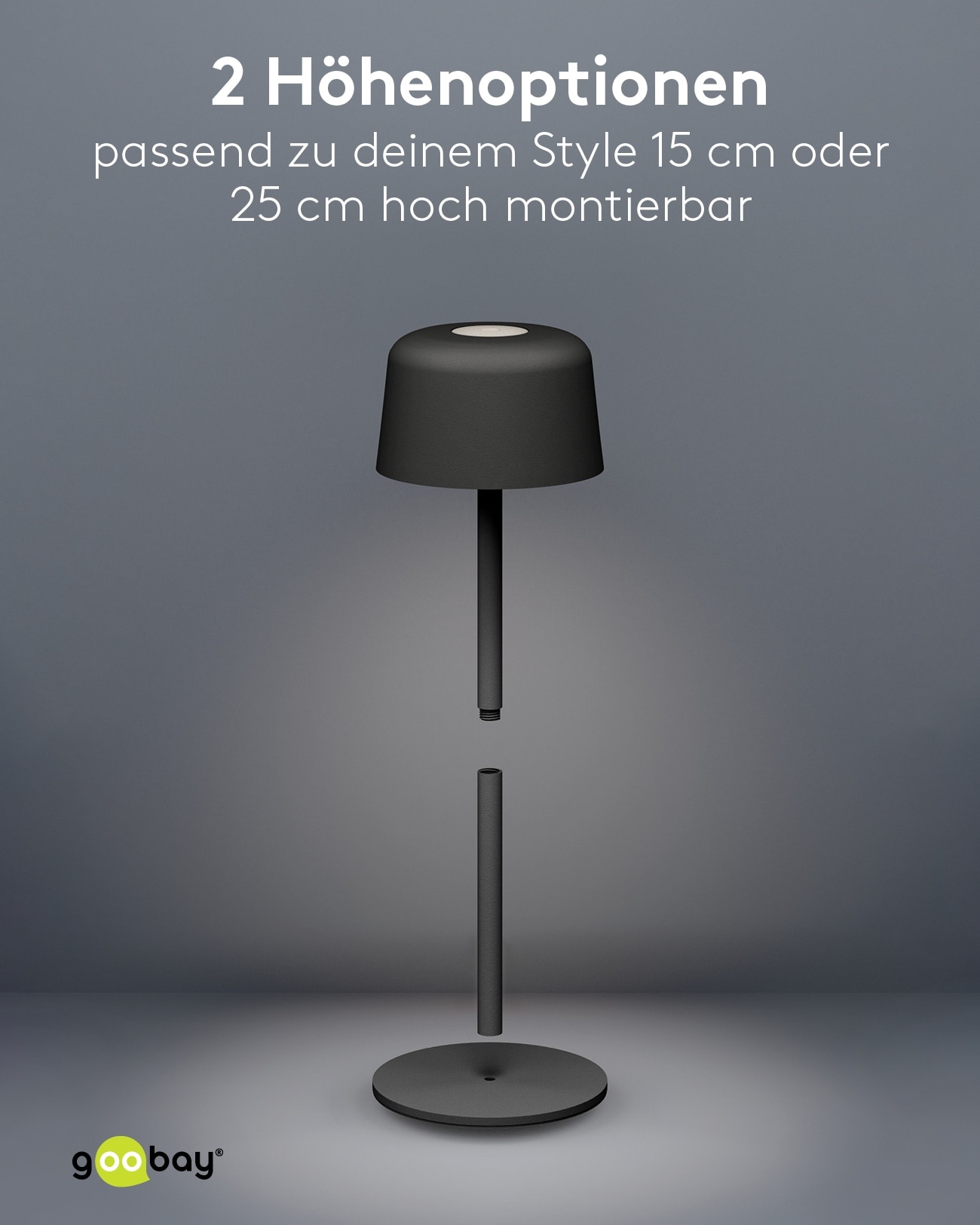 GOOBAY LED-Tischleuchte 77675, 2W, 3000 K, 150 lm, warmweiß, IP44, schwarz GOOBAY LED-Tischleuchte 77675, 2W, 3000 K, 150 lm, warmweiß, IP44, schwarz