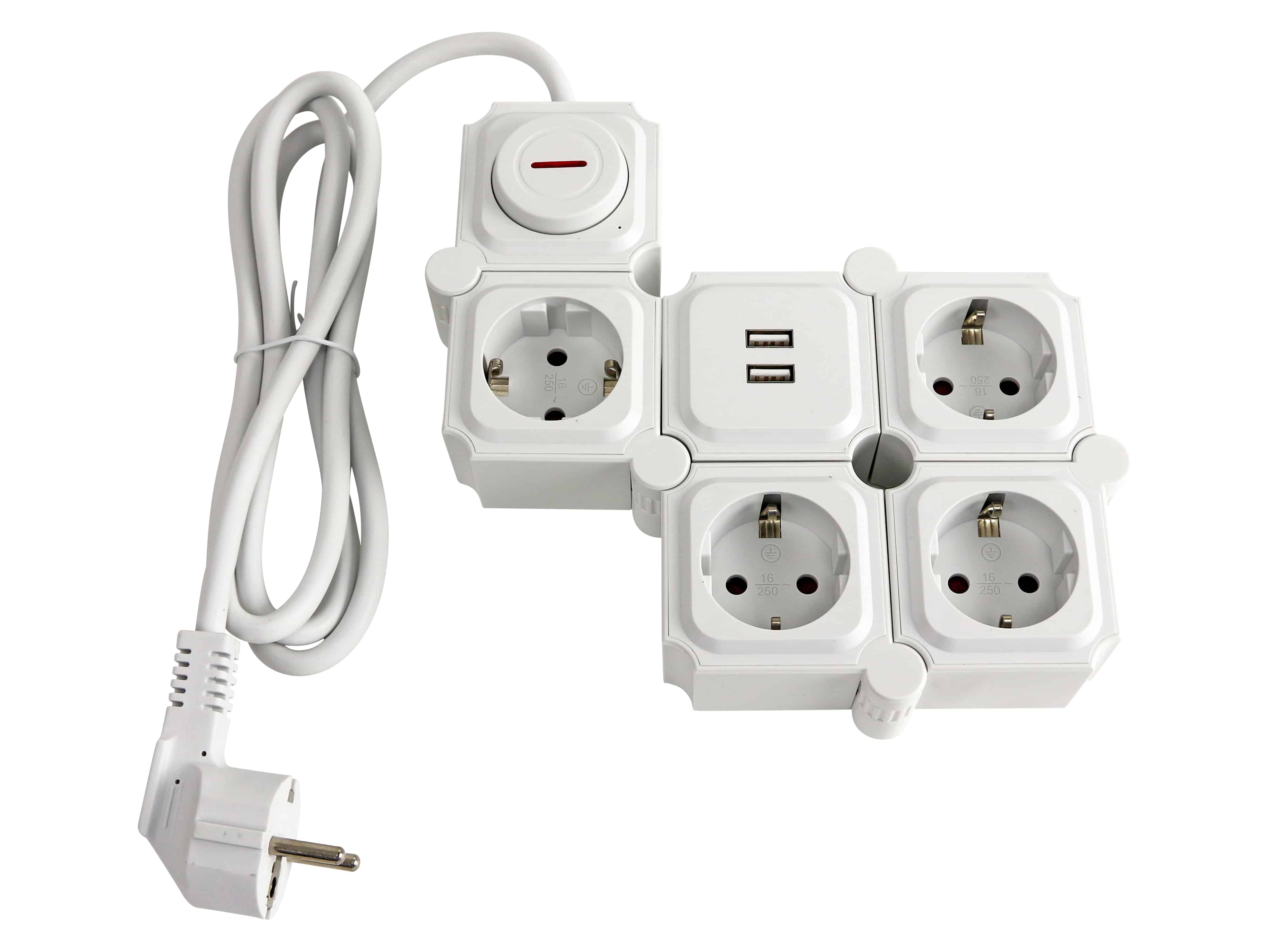 Steckdosenleiste, GT-WSL-01-F, 4-fach, Schaltbar, USB, weiß Steckdosenleiste, GT-WSL-01-F, 4-fach, Schaltbar, USB, weiß
