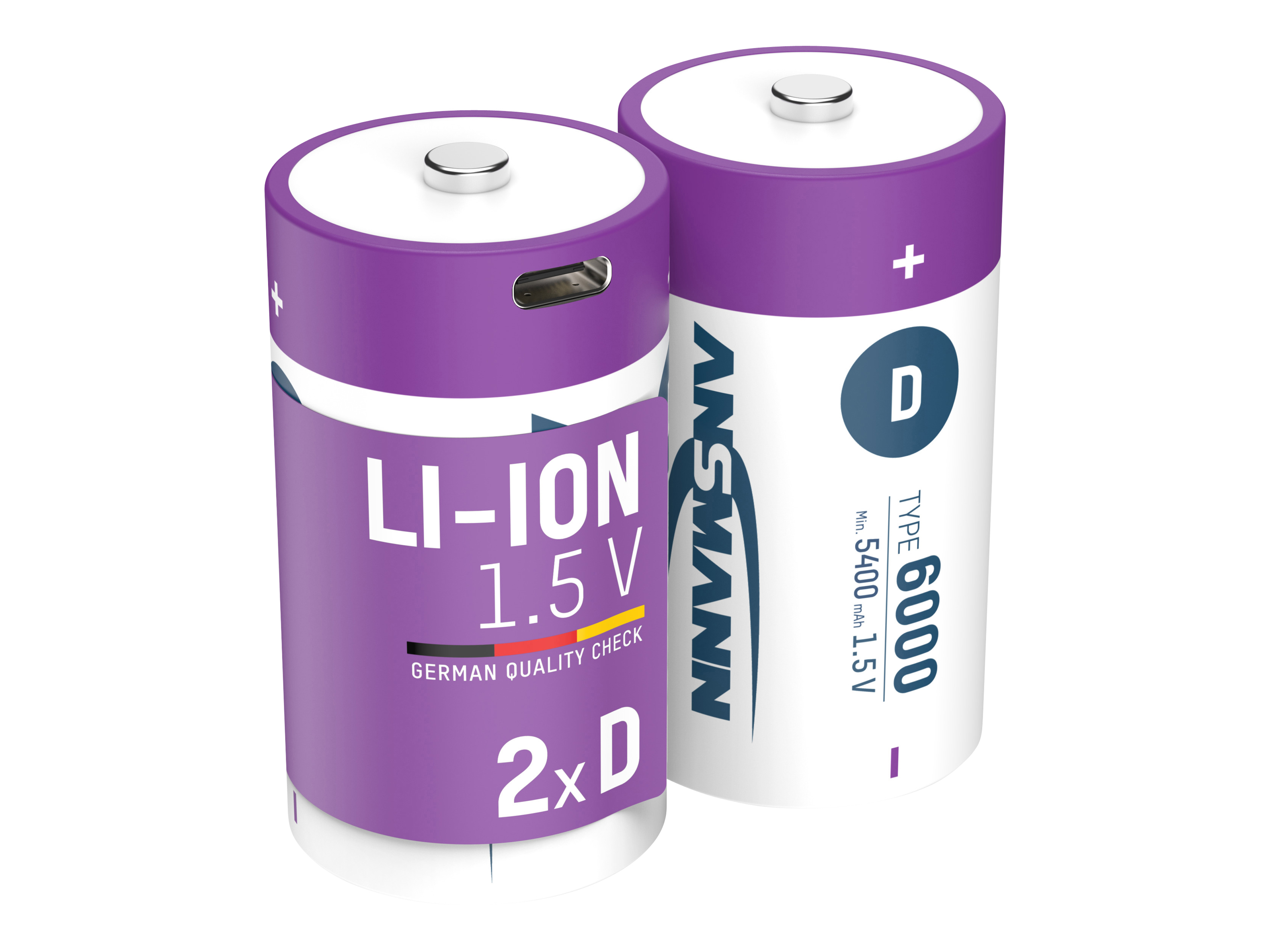 ANSMANN Li-Ion Mono-Akku, D, Typ 6000 (min. 5400mAh), 2 Stück