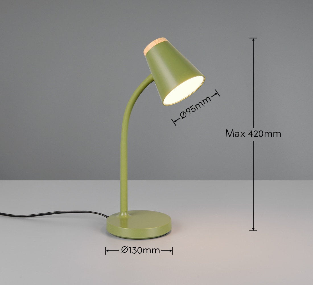 REALITY LED-Tischleuchte PONGO, R55831115, 4,5W, 500lm, 3000K, grün REALITY LED-Tischleuchte PONGO, R55831115, 4,5W, 500lm, 3000K, grün