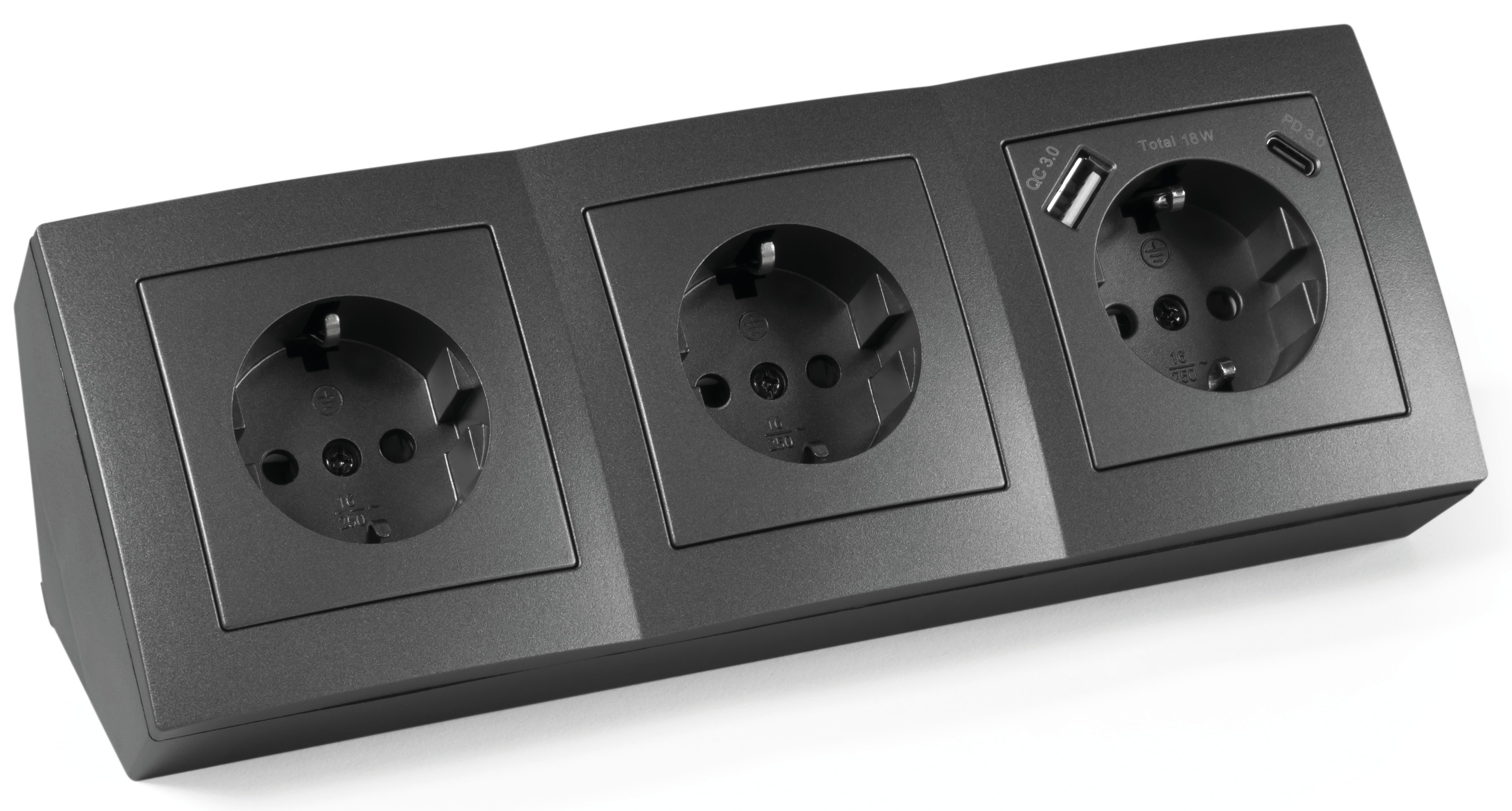 MCPOWER Steckdosenblock Flair, 3-fach, 16A/250V, 1xUSB-C, 1xUSB-A MCPOWER Steckdosenblock Flair, 3-fach, 16A/250V, 1xUSB-C, 1xUSB-A