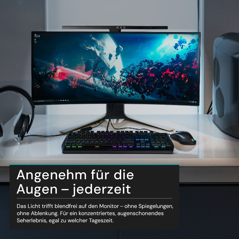 LUXULA LED-Monitorleuchte, 5W, EEK: G, 250lm, CCT, IP20, Touch Control, schwarz, 50 cm LUXULA LED-Monitorleuchte, 5W, EEK: G, 250lm, CCT, IP20, Touch Control, schwarz, 50 cm