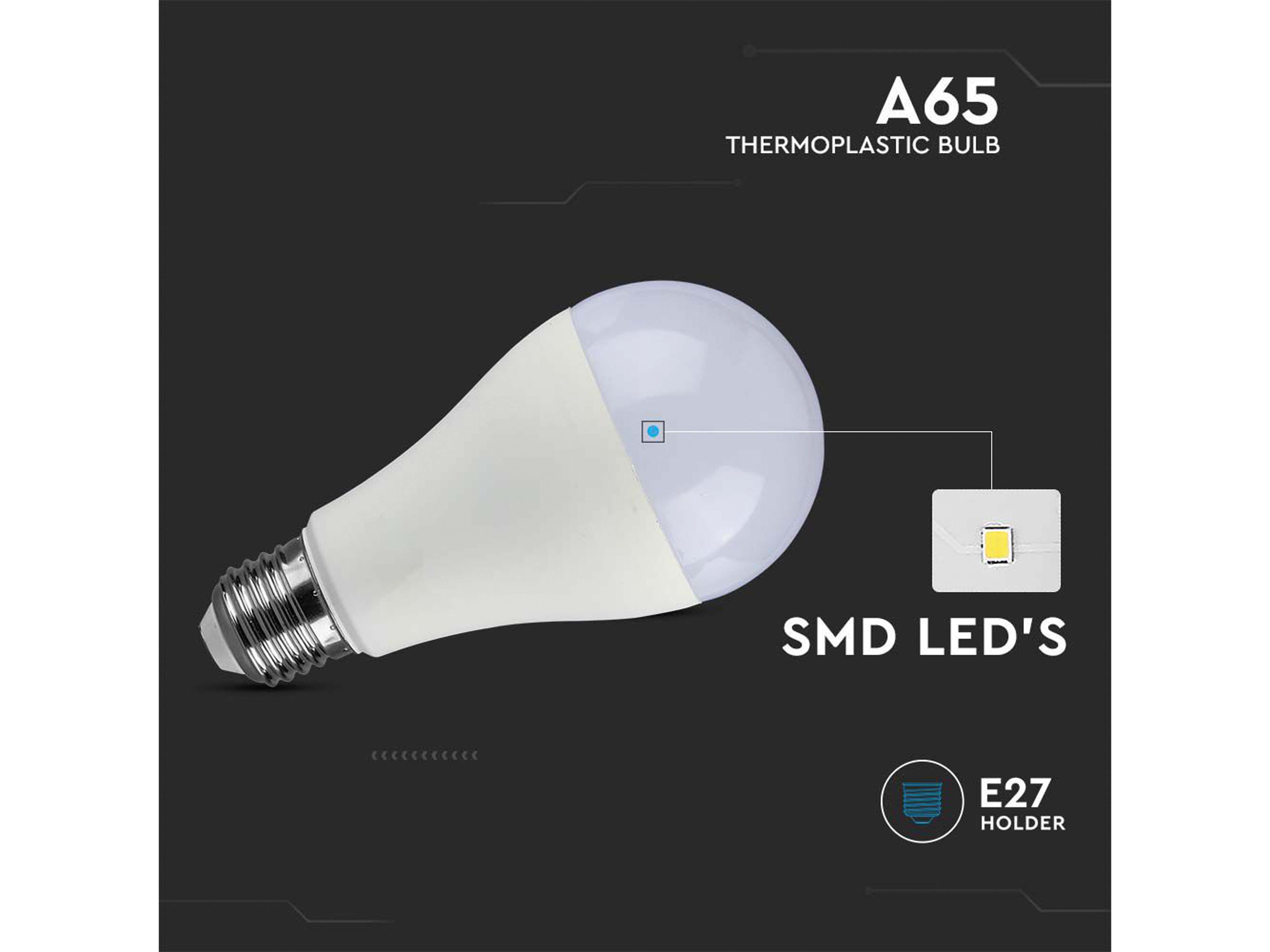 V-TAC LED-Lampe, Tropfenform, E27, EEK: F, 15W, 1521lm, 4000K V-TAC LED-Lampe, Tropfenform, E27, EEK: F, 15W, 1521lm, 4000K