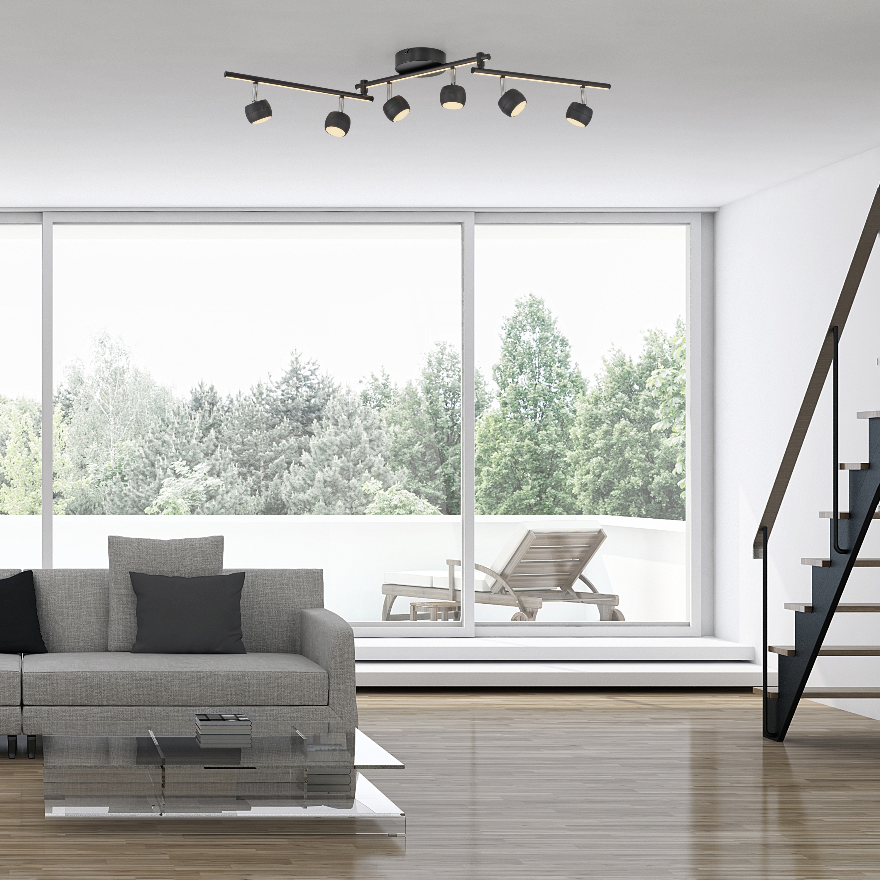 JUST LIGHT LED-Deckenleuchte 11403-18, 32W, 3000K, 37000lm, ww, IP20, schwarz