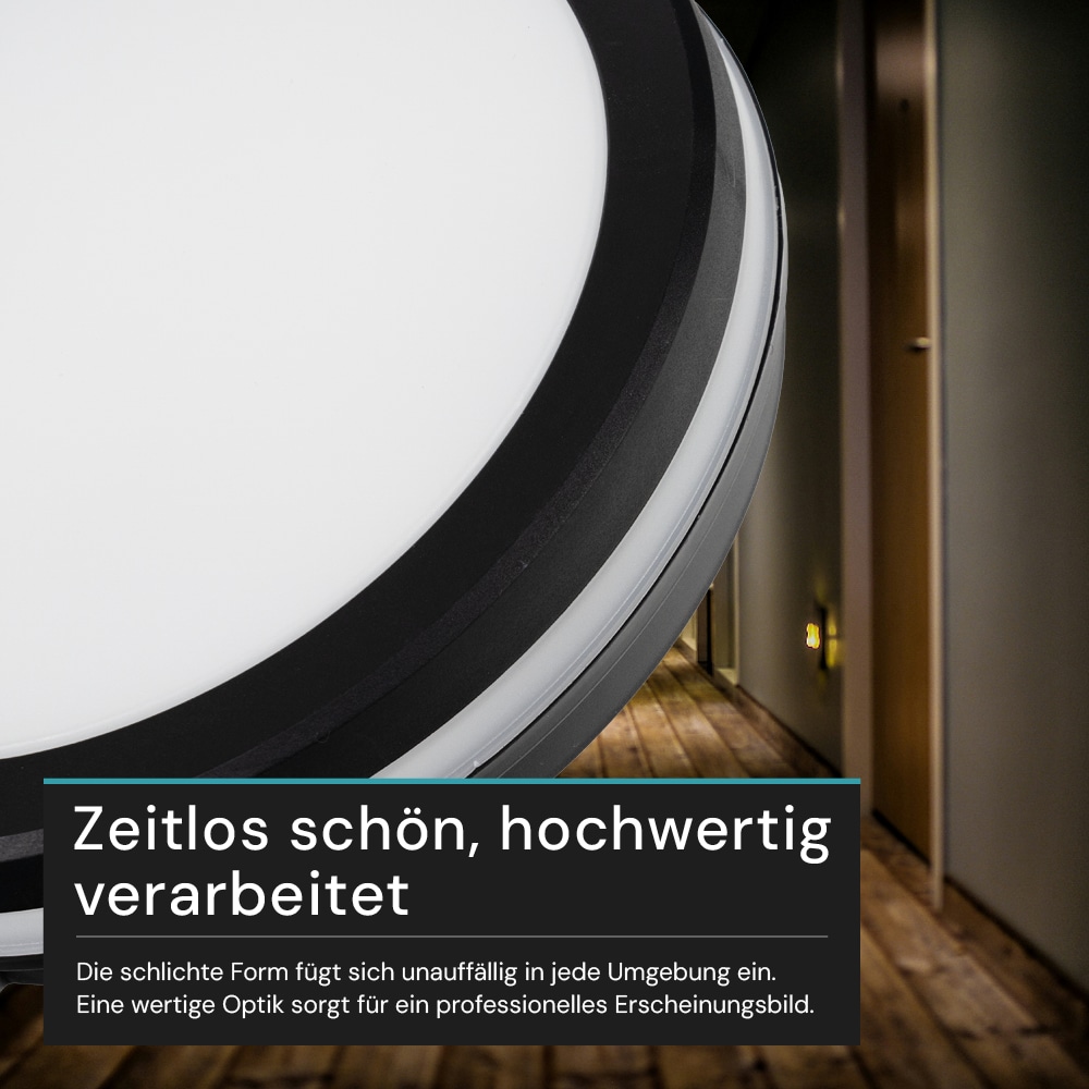 LUXULA LED-Deckenleuchte, 30W, EEK: F, 3000lm, CCT, IP65, schwarz/weiß LUXULA LED-Deckenleuchte, 30W, EEK: F, 3000lm, CCT, IP65, schwarz/weiß