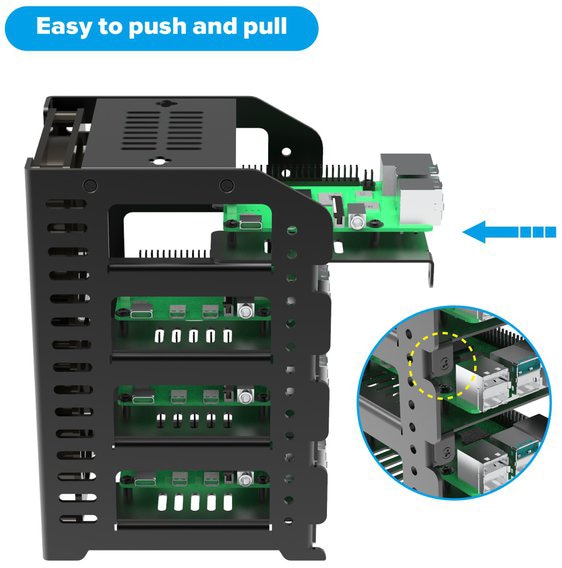 KUBII Cluster-Gestell für Raspberry Pi 5, 4B, 3B/B+, U6183 KUBII Cluster-Gestell für Raspberry Pi 5, 4B, 3B/B+, U6183