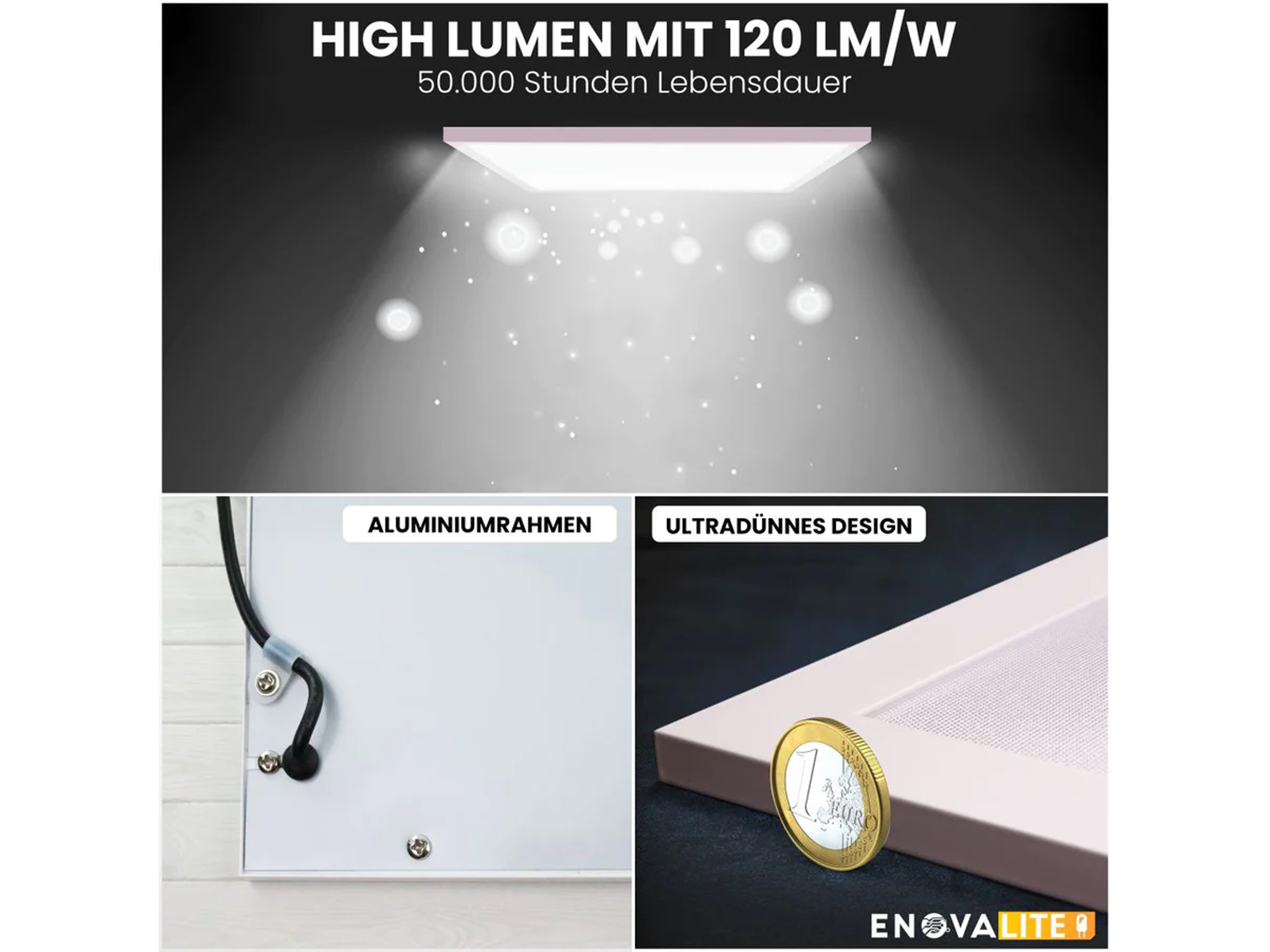 ENOVALITE LED-Panel, OSRAM-Driver, UGR19, 620x620mm, 36W, 4320lm, 4000K ENOVALITE LED-Panel, OSRAM-Driver, UGR19, 620x620mm, 36W, 4320lm, 4000K