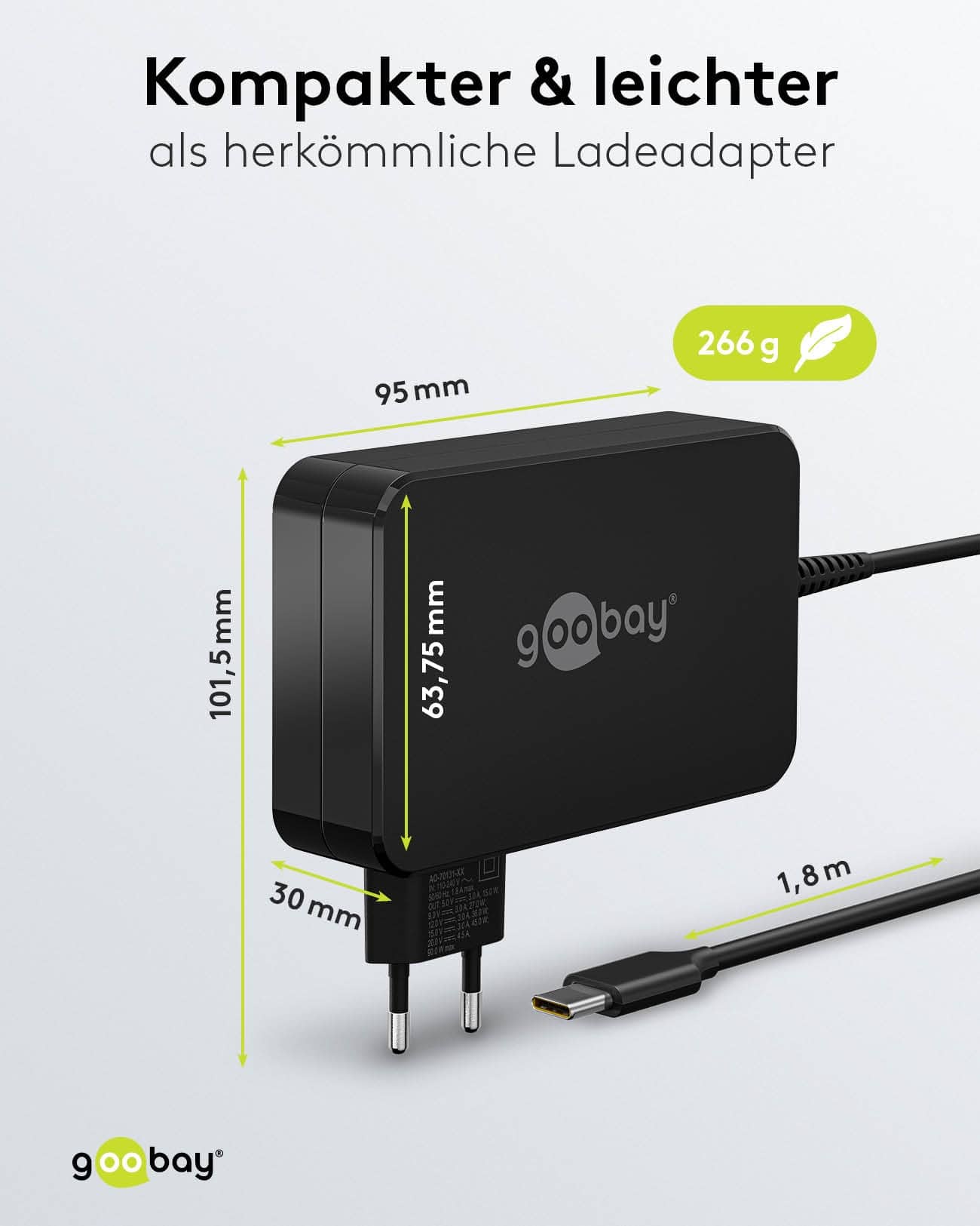 GOOBAY USB-Lader 65420, für Laptops, USB-C, 90 W GOOBAY USB-Lader 65420, für Laptops, USB-C, 90 W