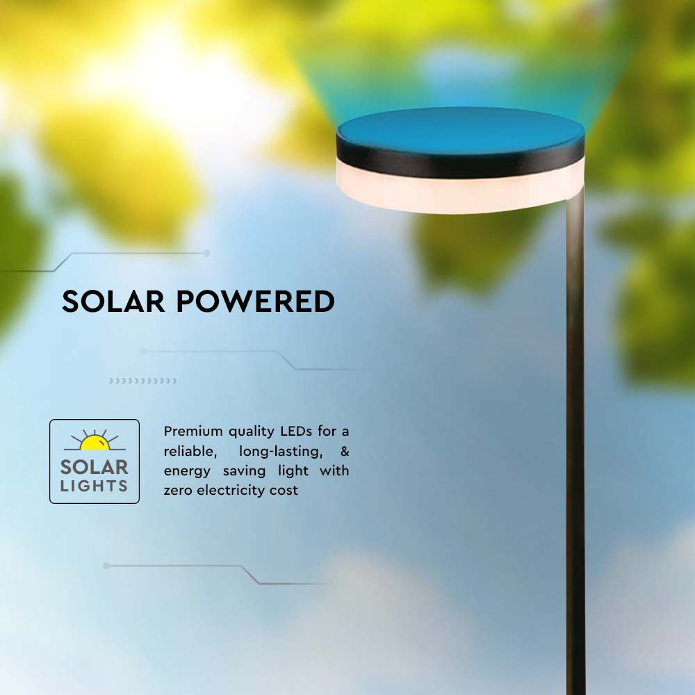 V-TAC Solar LED-Poller-Außenleuchte VT-1137, 2 W, 3000 K, IP54, schwarz V-TAC Solar LED-Poller-Außenleuchte VT-1137, 2 W, 3000 K, IP54, schwarz