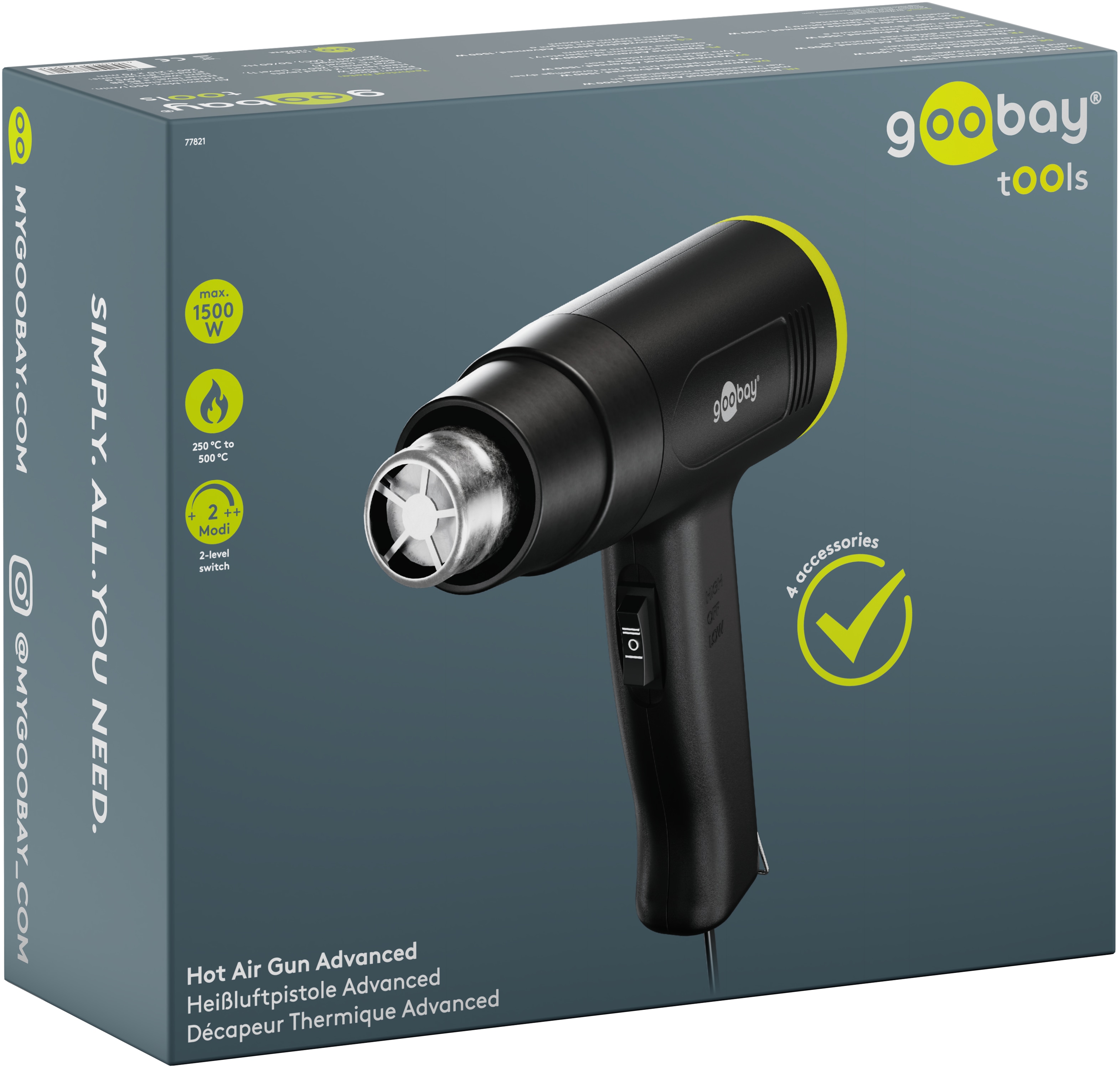 GOOBAY TOOLS Heißluftpistole Advanced, 77821, 1500 W
