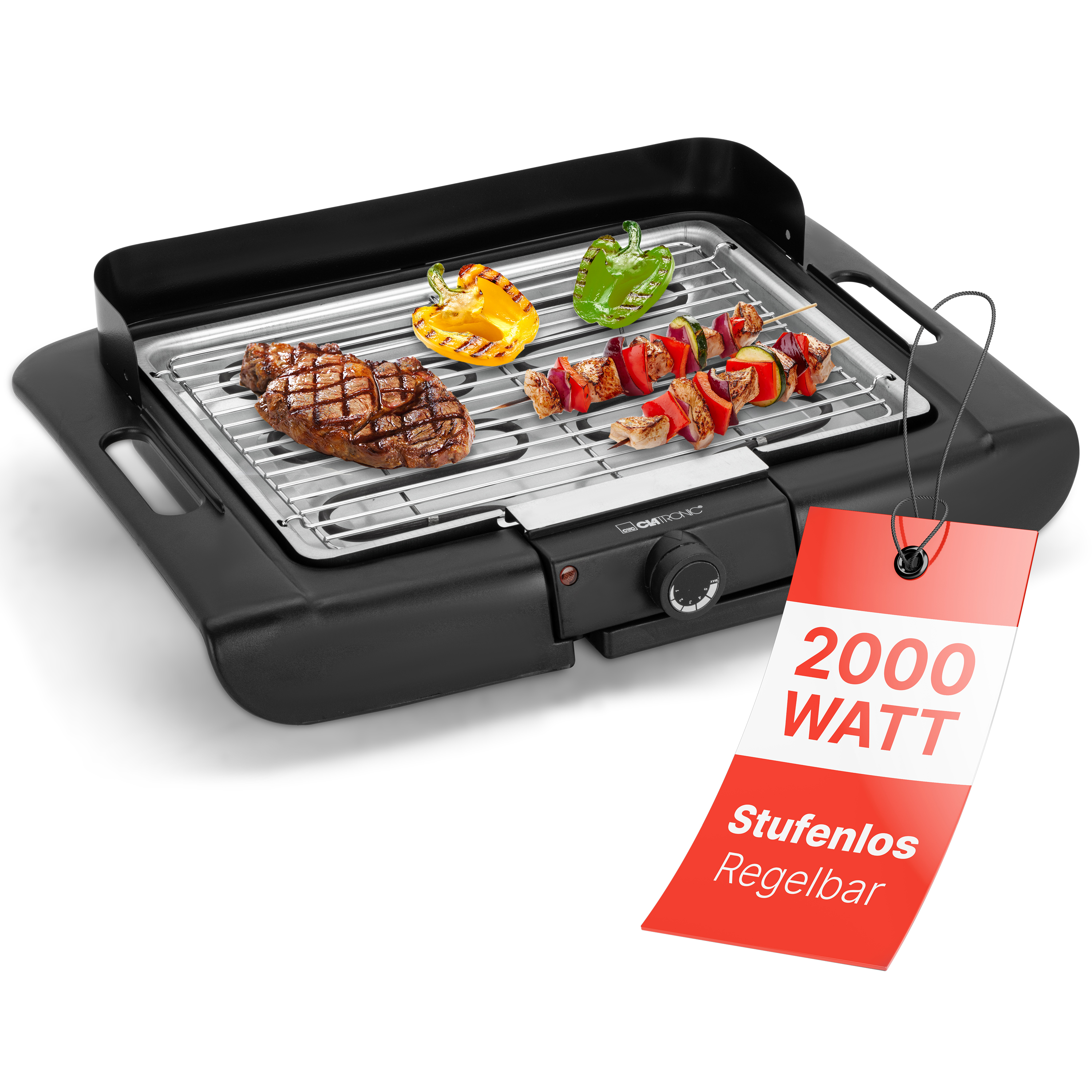 CLATRONIC Barbecue-Tischgrill BQ 3841, Elektrogrill, Schwarz, 2000 W CLATRONIC Barbecue-Tischgrill BQ 3841, Elektrogrill, Schwarz, 2000 W