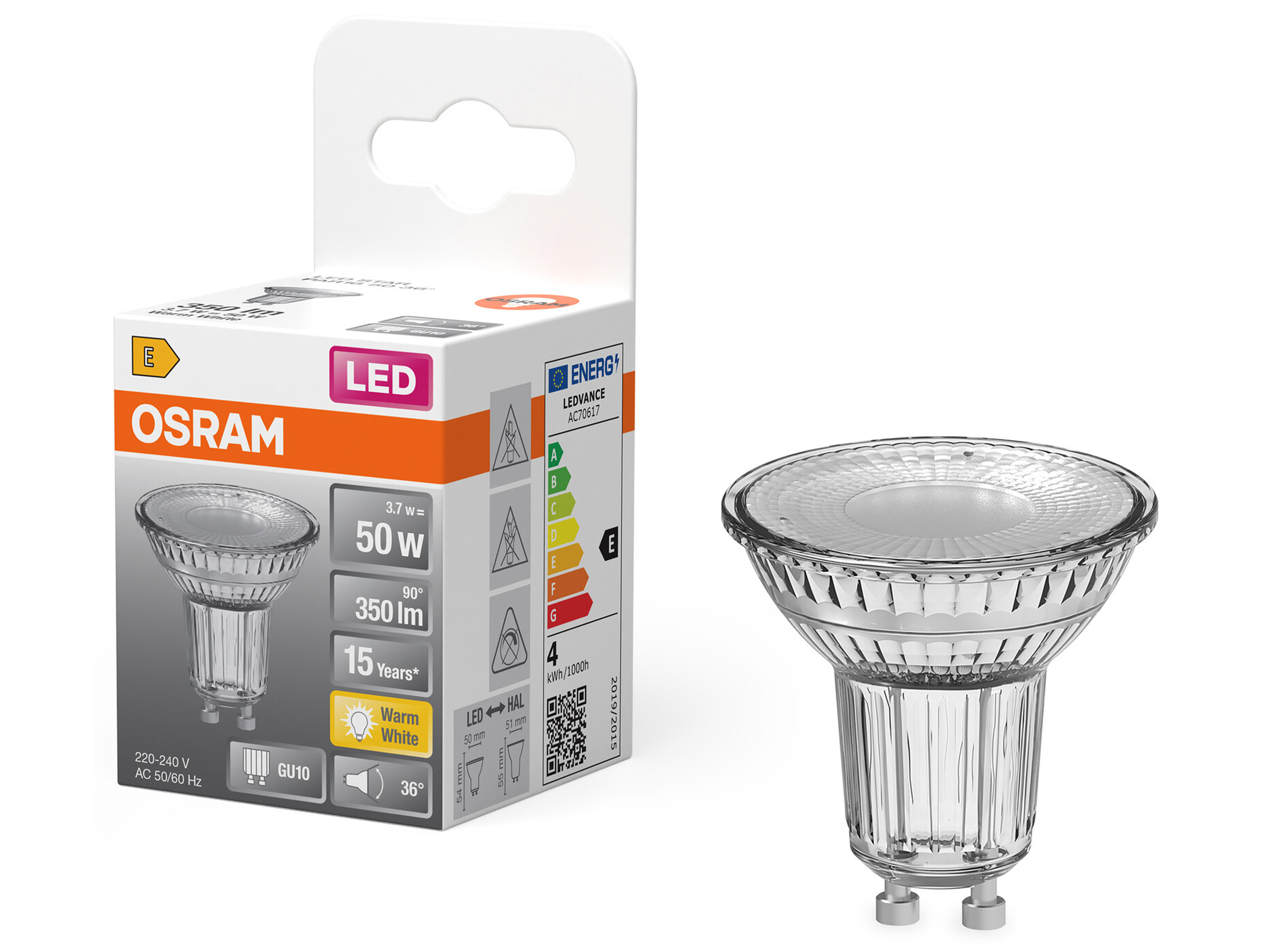 OSRAM LED-Lampe STAR, GU10, 3,7 W, 2700 K, EEK: E, 350 lm, IP20, warmweiß OSRAM LED-Lampe STAR, GU10, 3,7 W, 2700 K, EEK: E, 350 lm, IP20, warmweiß
