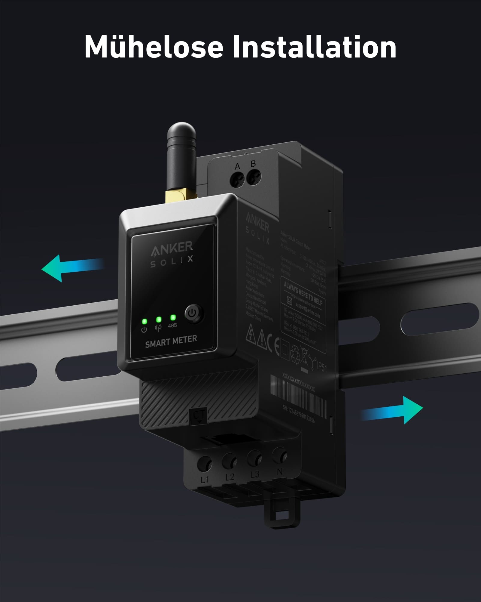 ANKER SOLIX Stromzähler smart Meter, kompatibel nur für E1600 Pro u. Plus ANKER SOLIX Stromzähler smart Meter, kompatibel nur für E1600 Pro u. Plus