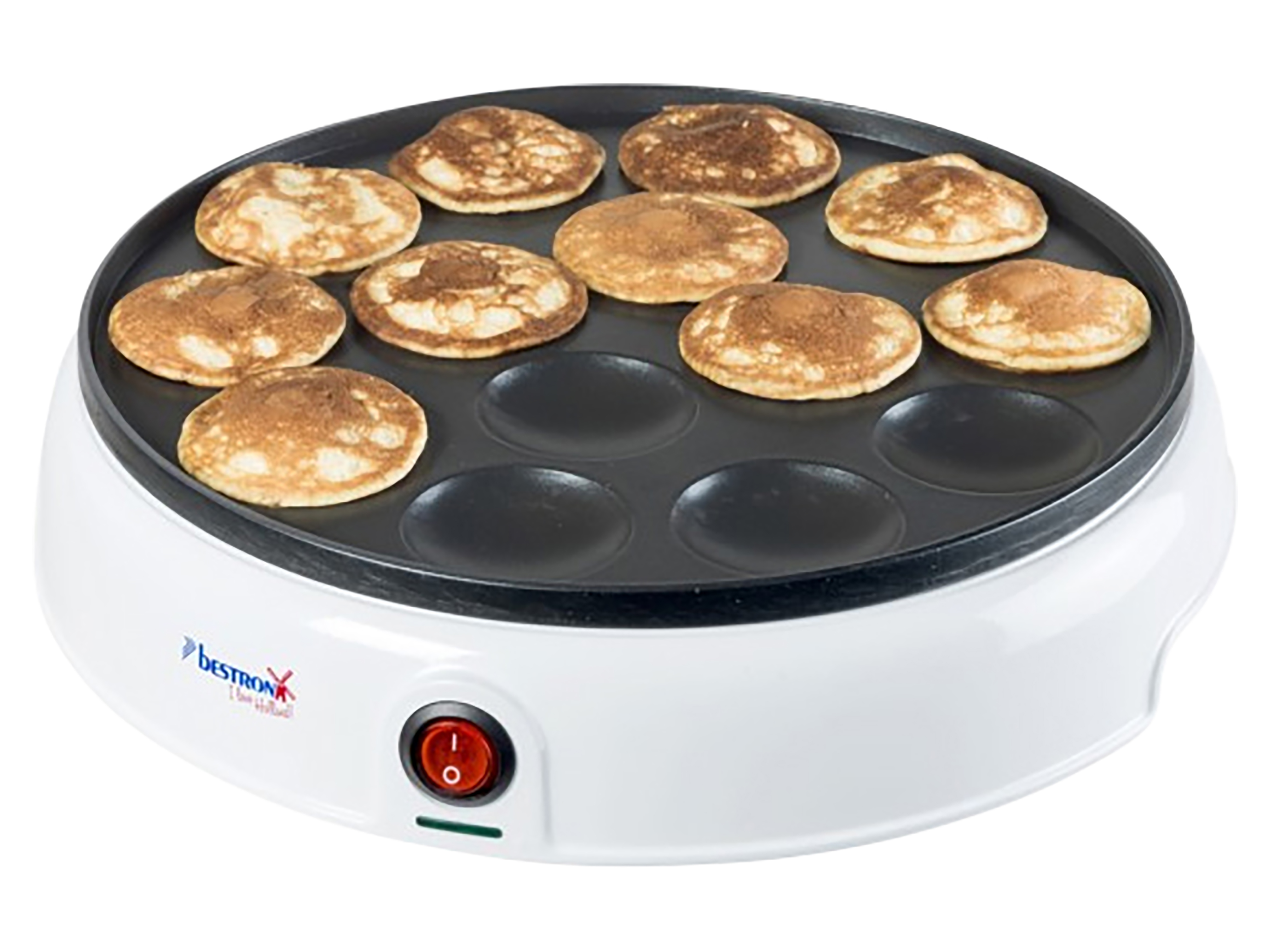 BESTRON Poffertjes Maker Retro Design, Mini Pfannkuchen Automat, 800W, weiß