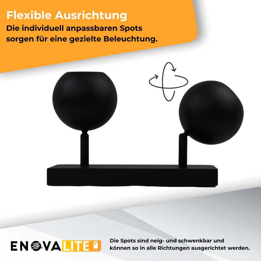 ENOVALITE Deckenleuchte GLOBE, GU10-Fassung, IP20, Ø10cm, 2 flammig, schwarz ENOVALITE Deckenleuchte GLOBE, GU10-Fassung, IP20, Ø10cm, 2 flammig, schwarz