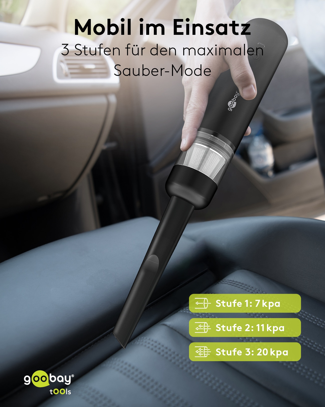 GOOBAY TOOLS Akku-Handstaubsauger, 120 W, mit 10 Aufsätzen, schwarz GOOBAY TOOLS Akku-Handstaubsauger, 120 W, mit 10 Aufsätzen, schwarz