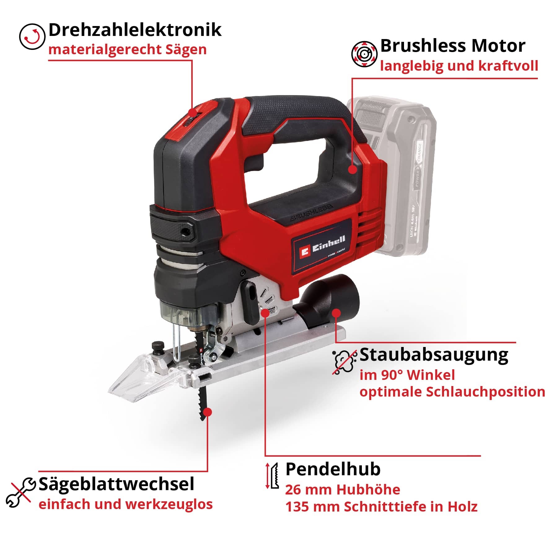EINHELL PROFESSIONAL Akku-Stichsäge TP-JS 18/135 Li BL-Solo EINHELL Akku-Stichsäge TP-JS 18/135 Li BL-Solo