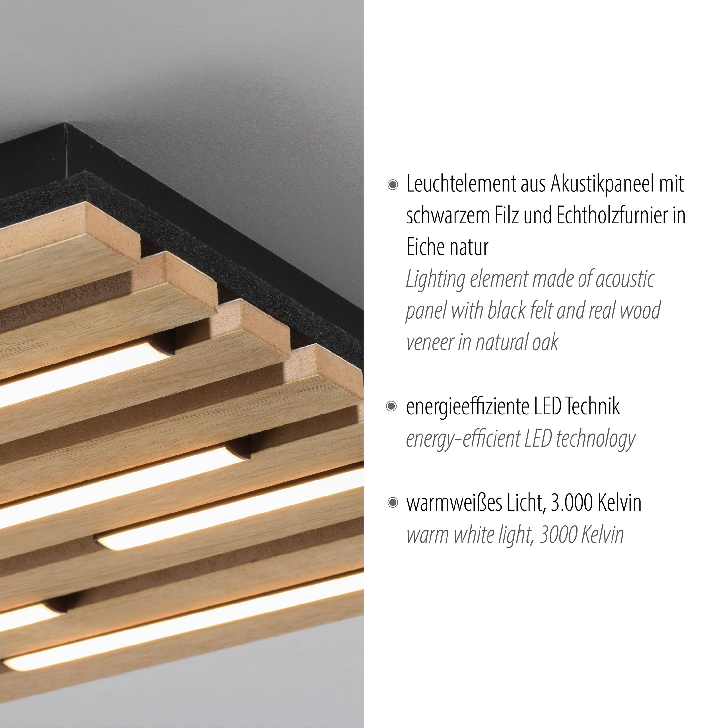 JUST LIGHT LED-Deckenleuchte 15590-79, 10W, 3000K, 1450lm, warmweiß, IP20, Holz/schwarz JUST LIGHT LED-Deckenleuchte 15590-79, 10W, 3000K, 1450lm, warmweiß, IP20, Holz/schwarz