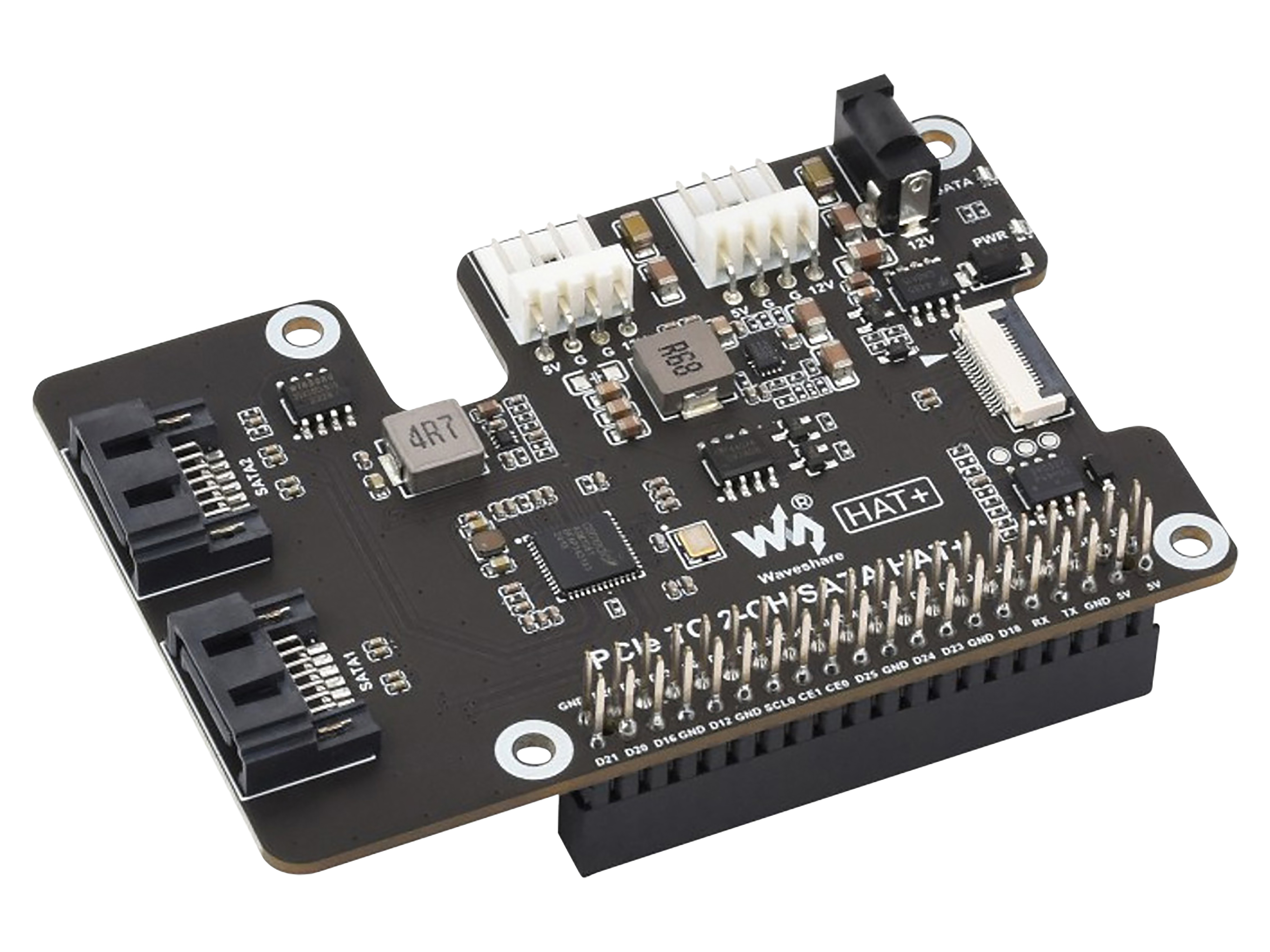 WAVESHARE 2-Kanal PCIe-auf-SATA HAT für Raspberry Pi 5 WAVESHARE 2-Kanal PCIe-auf-SATA HAT für Raspberry Pi 5