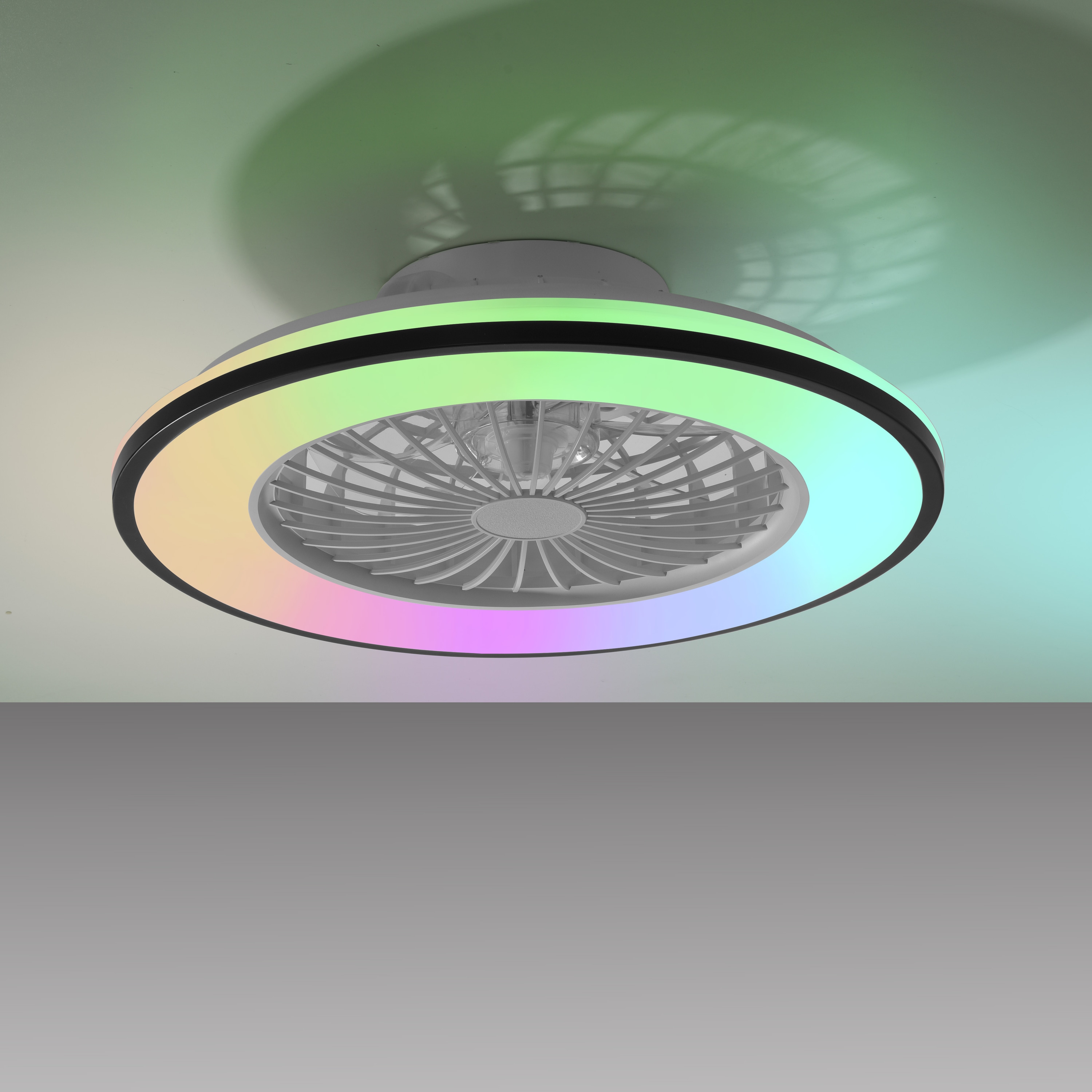 JUST LIGHT LED-Deckenleuchte 14447-18, Ventilator, 44W, 5400lm, CCT, RGB, IP20, schwarz/weiß