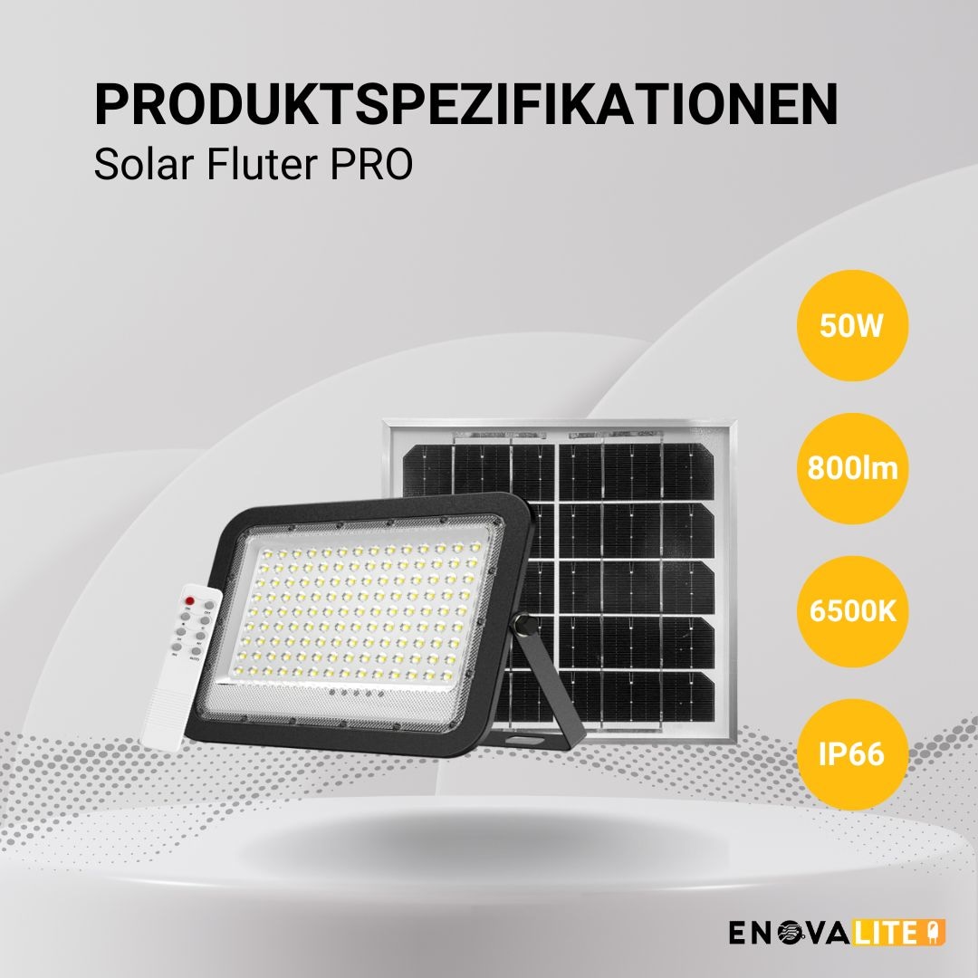 ENOVALITE Solar LED-Fluter , mit Akku, 50 W, 800 lm, 6500 K, IP65 ENOVALITE Solar LED-Fluter , mit Akku, 50 W, 800 lm, 6500 K, IP65