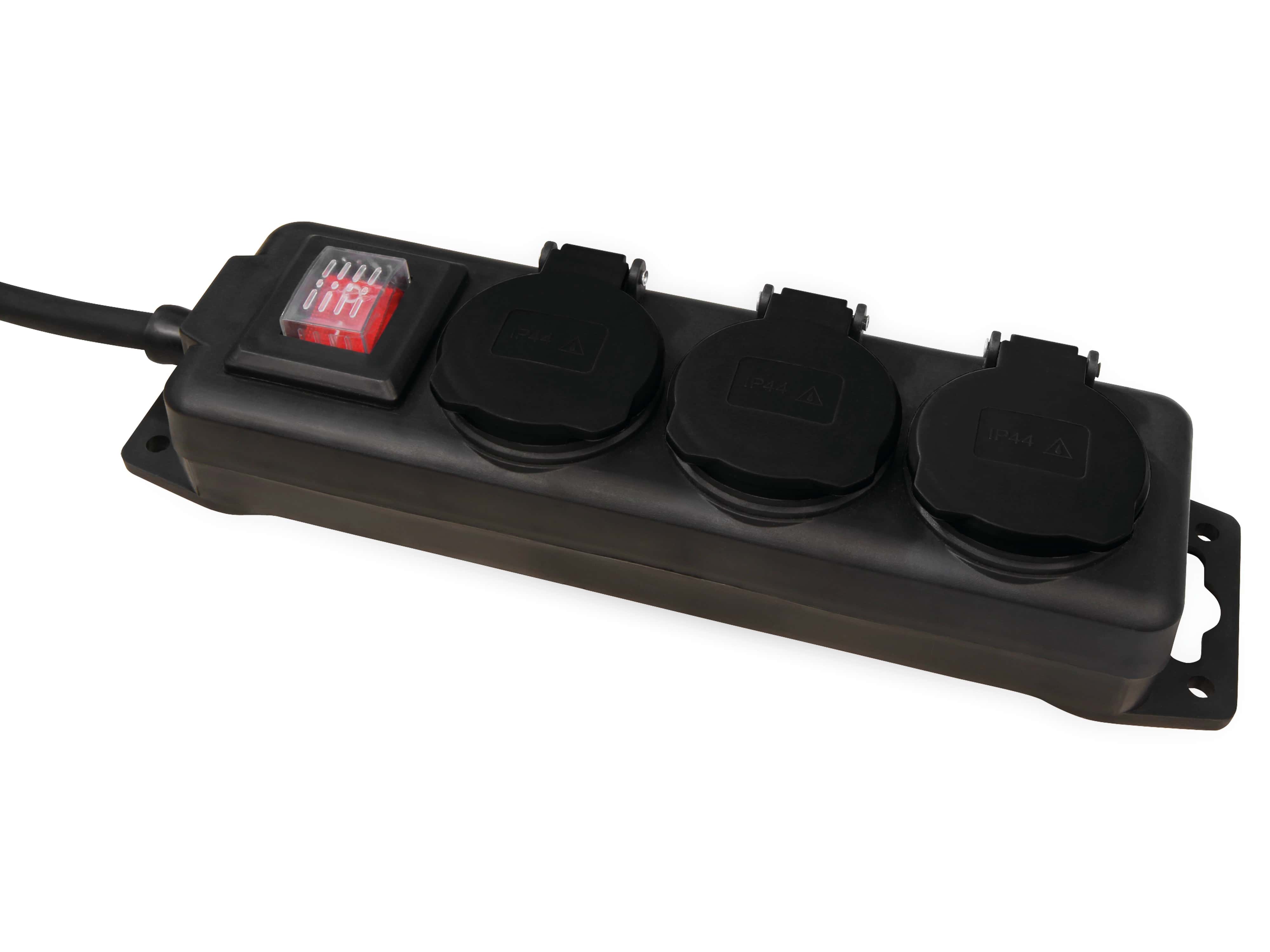MCPOWER Steckdosenleiste, 3-fach, Schalter, IP44, Außenbereich, schwarz MCPOWER Steckdosenleiste, 3-fach, Schalter, IP44, Außenbereich, schwarz