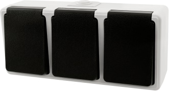 MCPOWER Feuchtraum Steckdose Taff, 3-fach, grau-schwarz