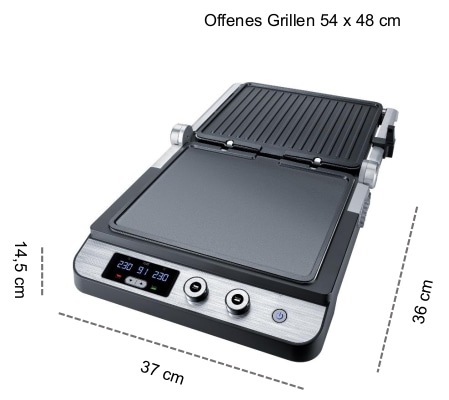 STEBA Kontaktgrill FG 120, Edelstahl, Antihaft, Timer, LED-Display