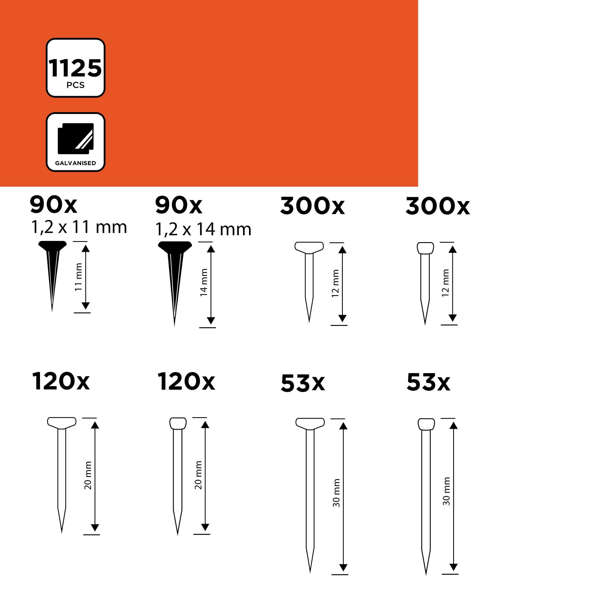 BLACK & DECKER, Nagelsortiment, 1125-tlg. Black+Decker, Nagelsortiment, 1125-tlg.