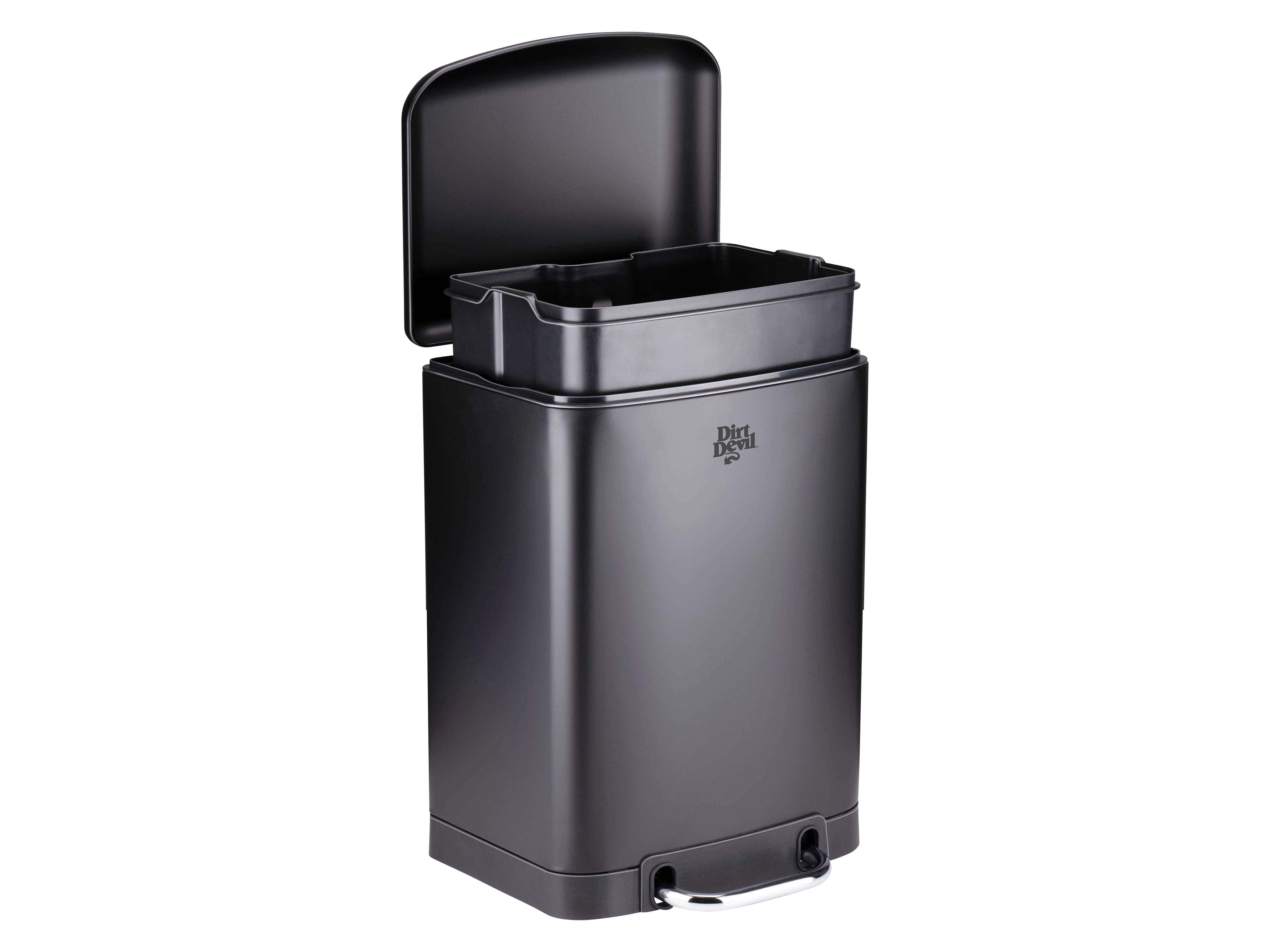 DIRT DEVIL Tretabfalleimer, 6 L, Soft Close, Edelstahl, schwarz DIRT DEVIL Tretabfalleimer, 6 L, Soft Close, Edelstahl, schwarz