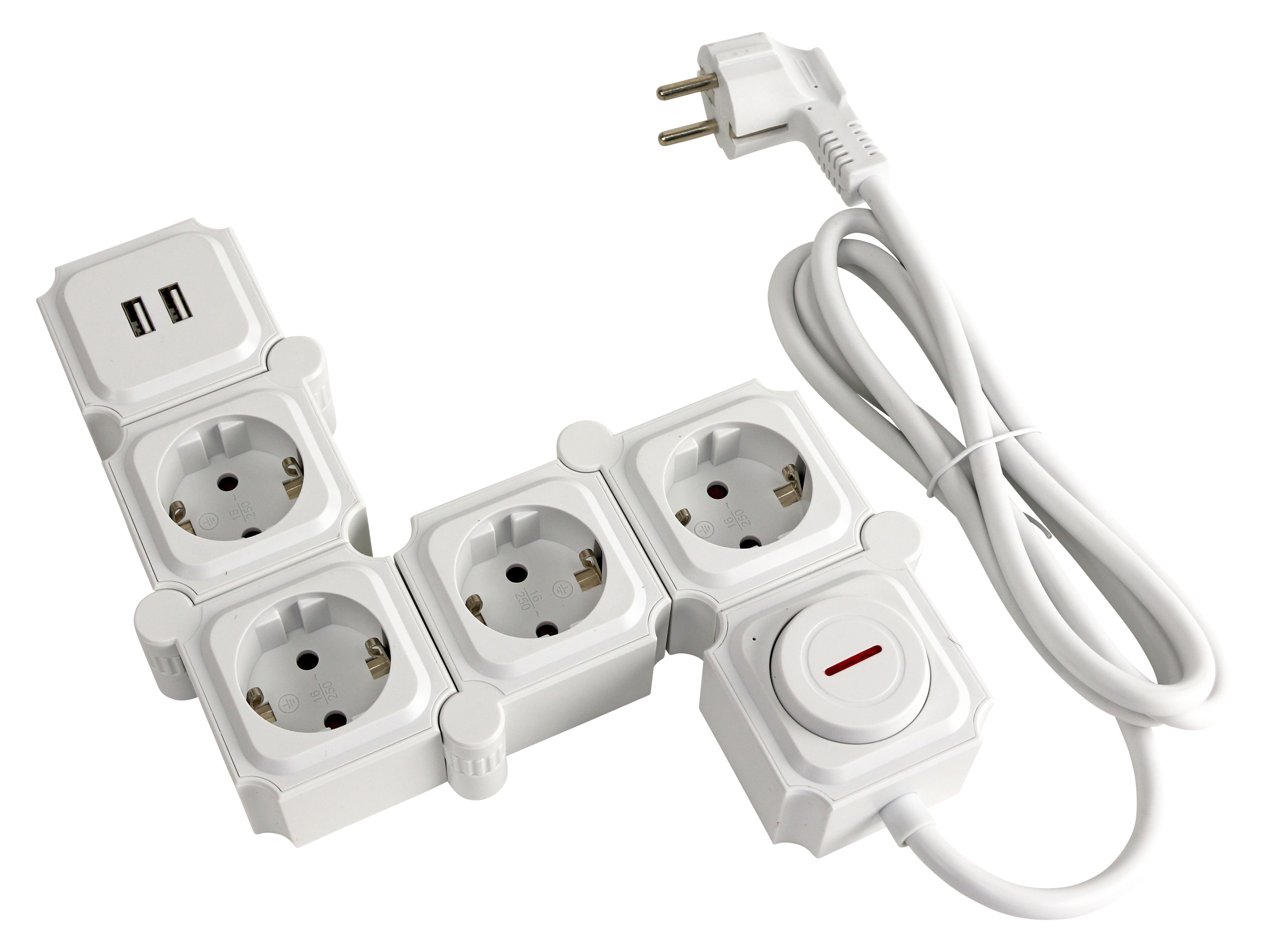 Steckdosenleiste, GT-WSL-01-F, 4-fach, Schaltbar, USB, weiß Steckdosenleiste, GT-WSL-01-F, 4-fach, Schaltbar, USB, weiß