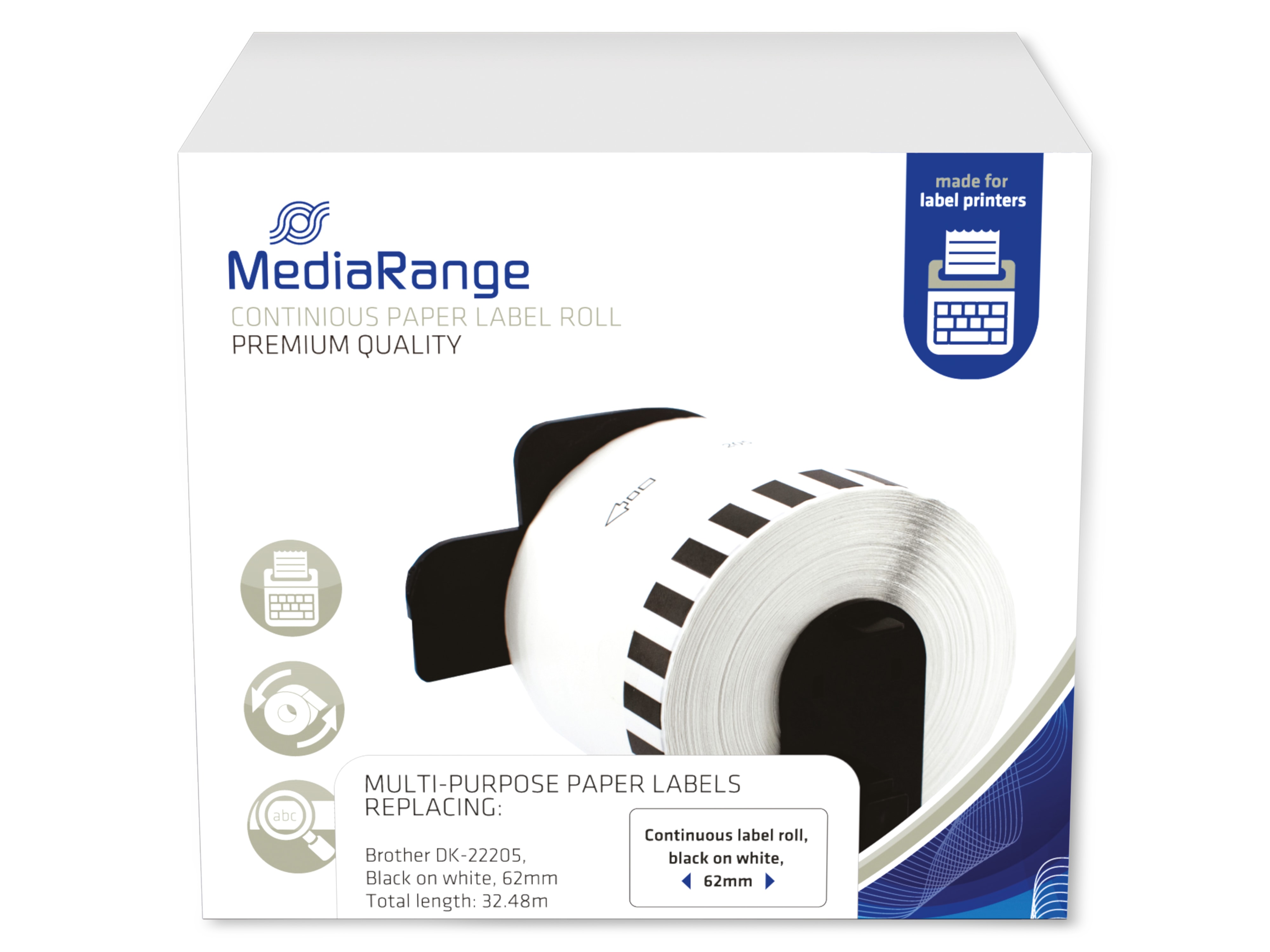MEDIARANGE Endlospapieretiketten MRBDK22205, 30,48m MEDIARANGE Endlospapieretiketten MRBDK22205, 30,48m