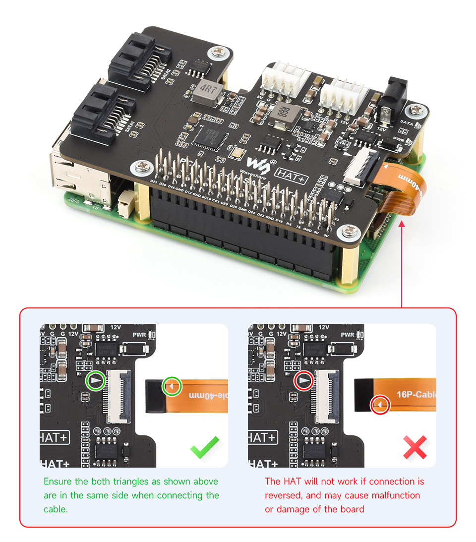 WAVESHARE 2-Kanal PCIe-auf-SATA HAT für Raspberry Pi 5 WAVESHARE 2-Kanal PCIe-auf-SATA HAT für Raspberry Pi 5