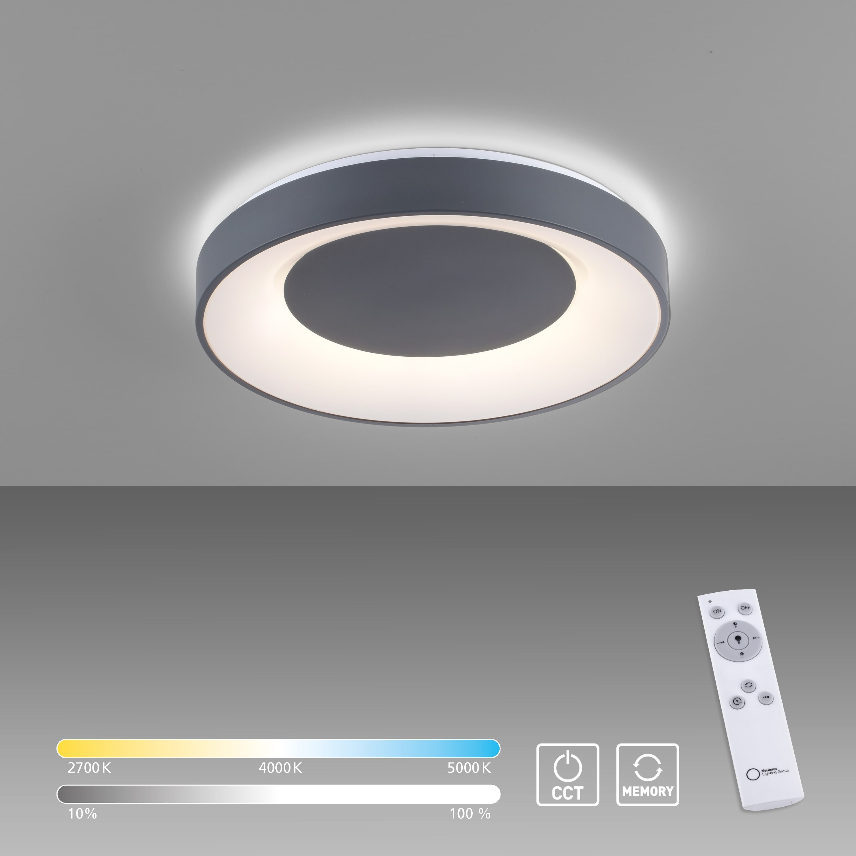 JUST LIGHT LED-Deckenleuchte 14326-18 grau, 26,5 W, 3300 lm, CCT JUST LIGHT LED-Deckenleuchte 14326-18 grau, 26,5 W, 3300 lm, CCT