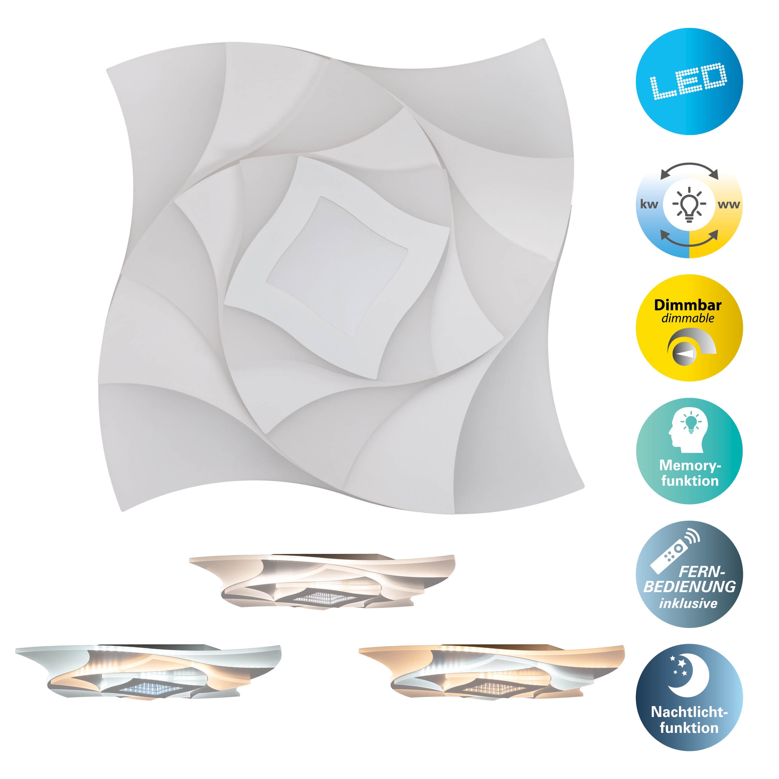 NÄVE LED-Deckenleuchte 1408477, 40W, 2600lm, CCT, 3D-Effekt, weiß LED-Deckenleuchte NÄVE 1408477, 40W, 2600lm, CCT, 3D-Effekt, weiß