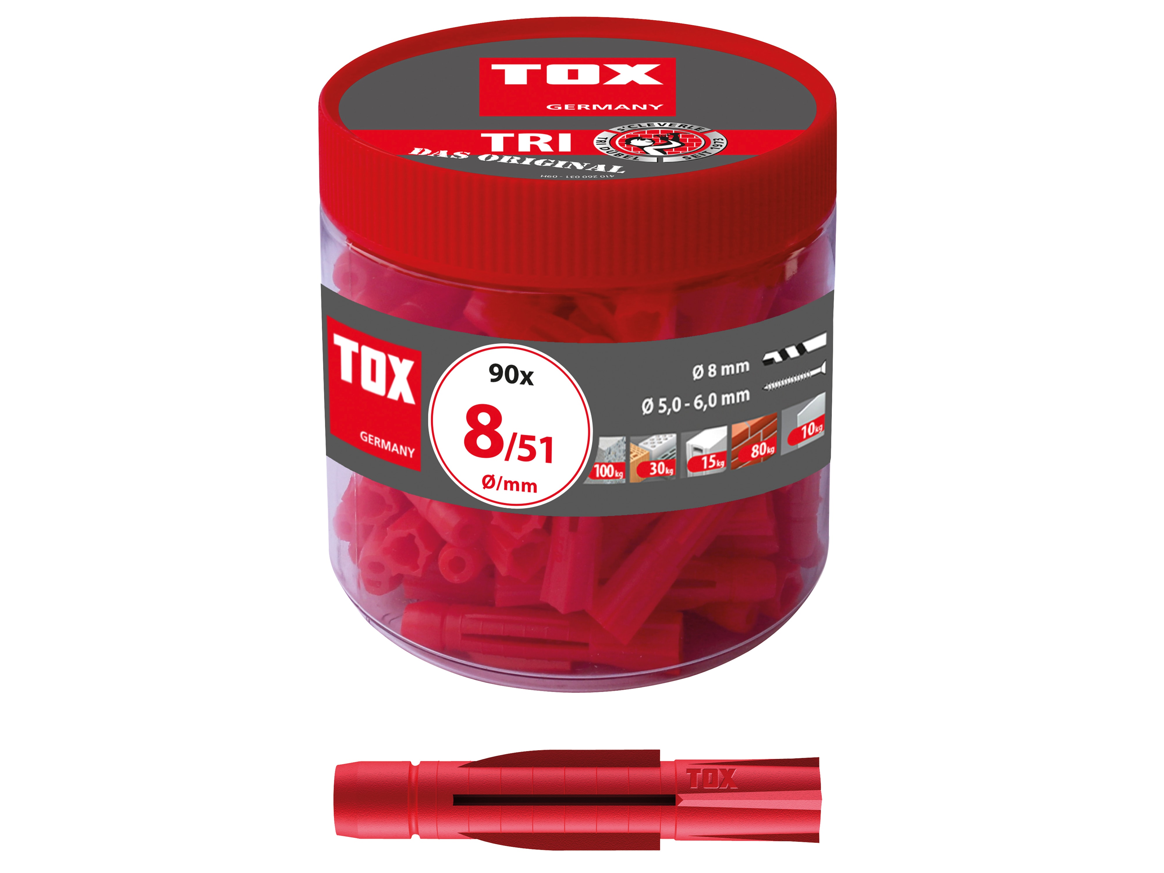 TOX Allzweckdübel Tri, 8x51 mm, in Runddose, 90 Stück TOX Allzweckdübel Tri, 8x51 mm, in Runddose, 90 Stück