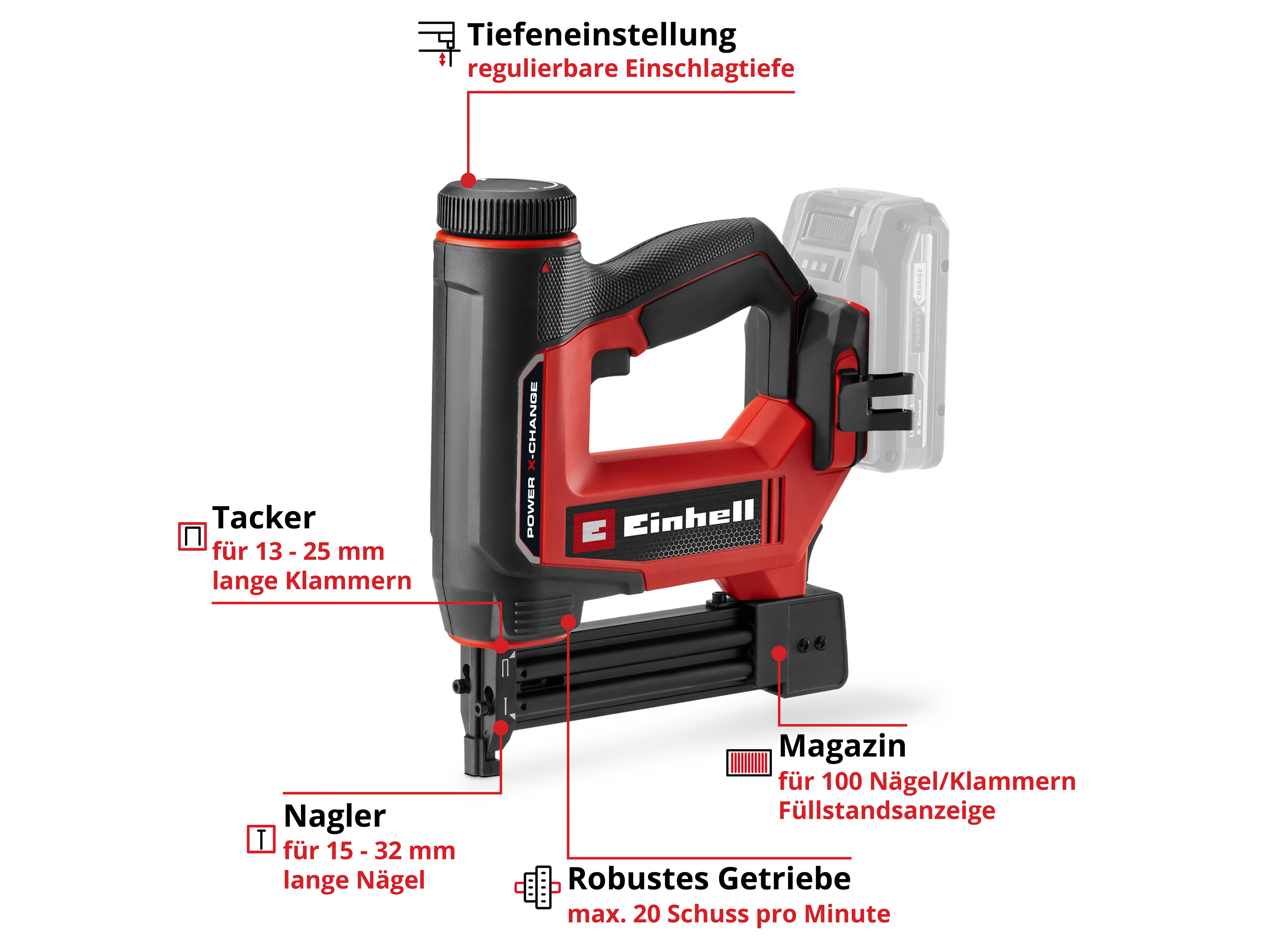 EINHELL Akku-Nagler TE-CN 18/32 Li, 4257800, Solo EINHELL Akku-Nagler TE-CN 18/32 Li, 4257800, Solo