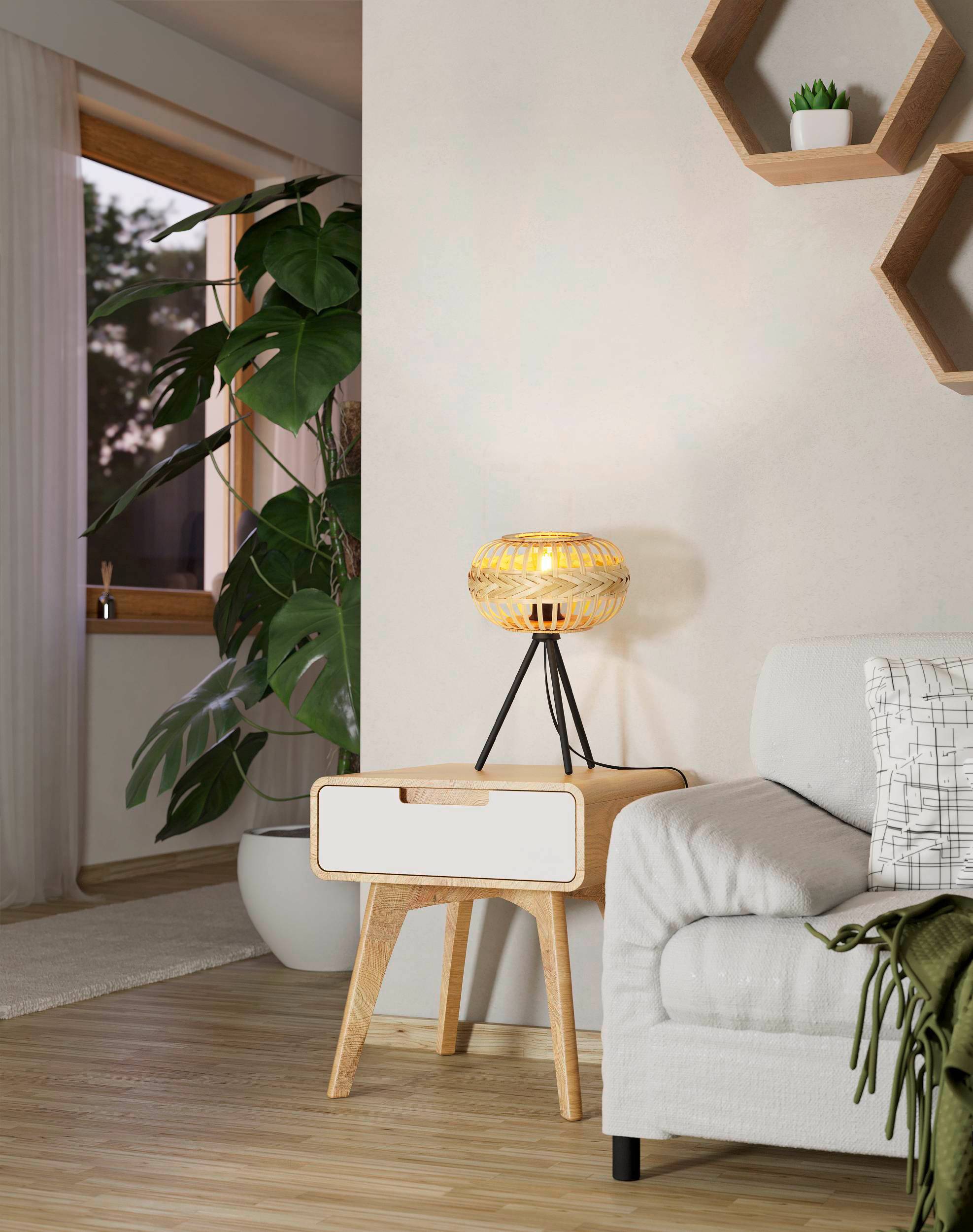 EGLO Tischleuchte 43865 Holz natur, für E27, max. 40 W EGLO Tischleuchte 43865 Holz natur, für E27, max. 40 W