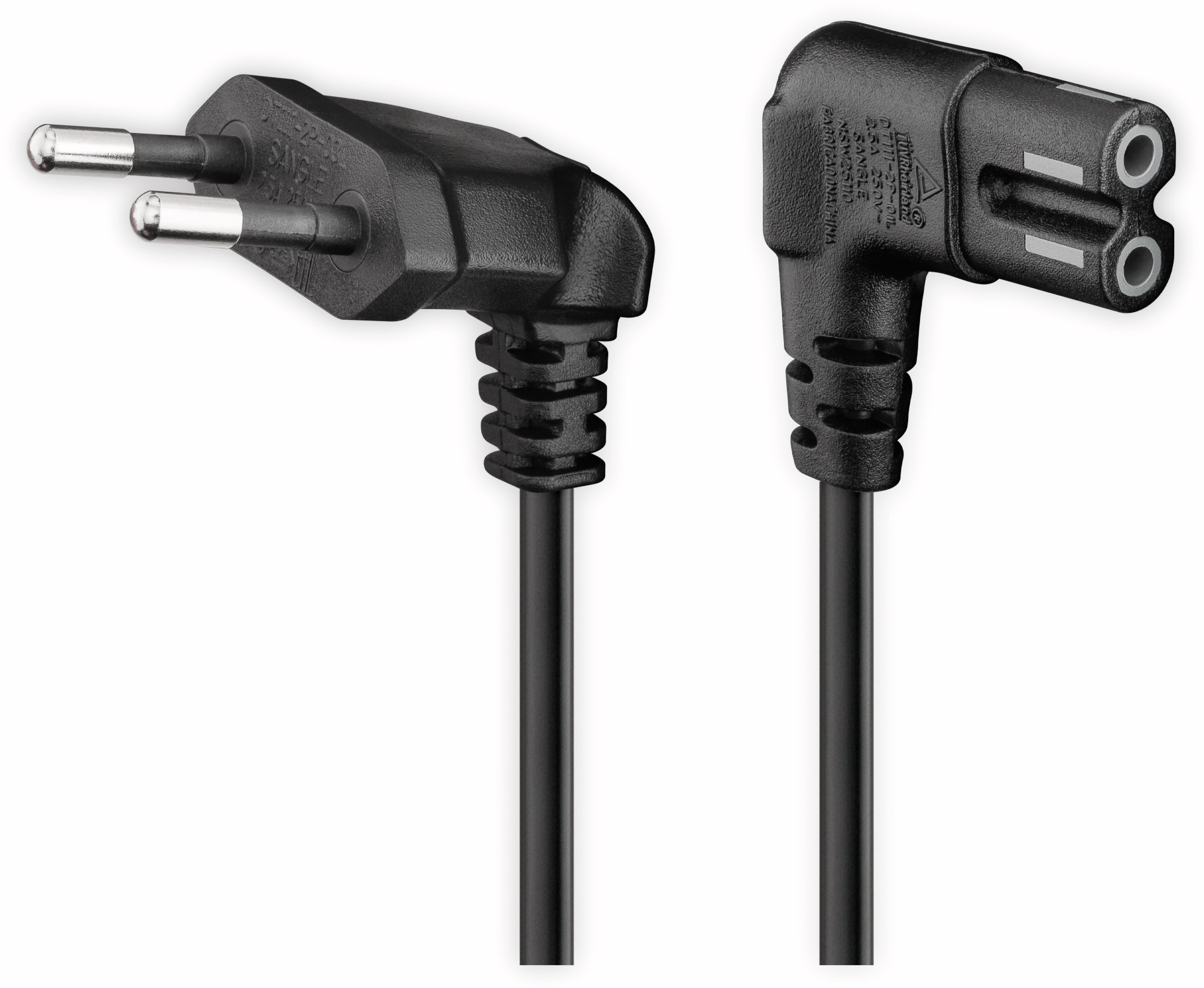 GOOBAY Euro-Netzkabel mit Doppelnutkupplung, schwarz, 3m, 90° GOOBAY Euro-Netzkabel mit Doppelnutkupplung, schwarz, 3m, 90°