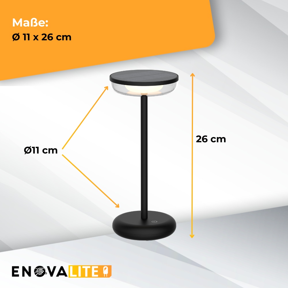 ENOVALITE LED-Akku-Tischleuchte, Solar- u. Netzbetrieb, dimmbar, 2700K ENOVALITE LED-Akku-Tischleuchte, Solar- u. Netzbetrieb, dimmbar, 2700K