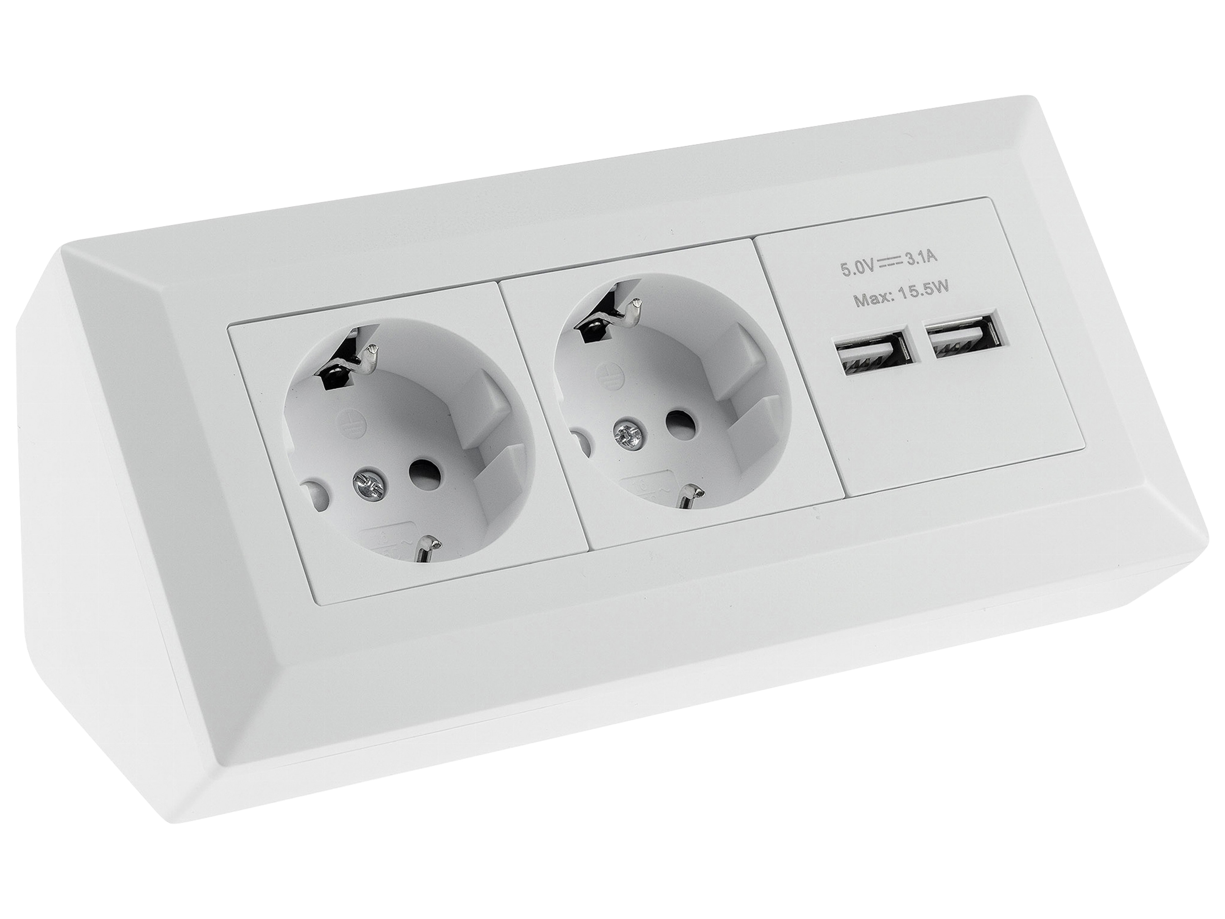 CHILITEC Steckdosenblock 23651, 2-fach, 2x USB, 16A/250V~, weiß matt CHILITEC Steckdosenblock 23651, 2-fach, 2x USB, 16A/250V~, weiß matt