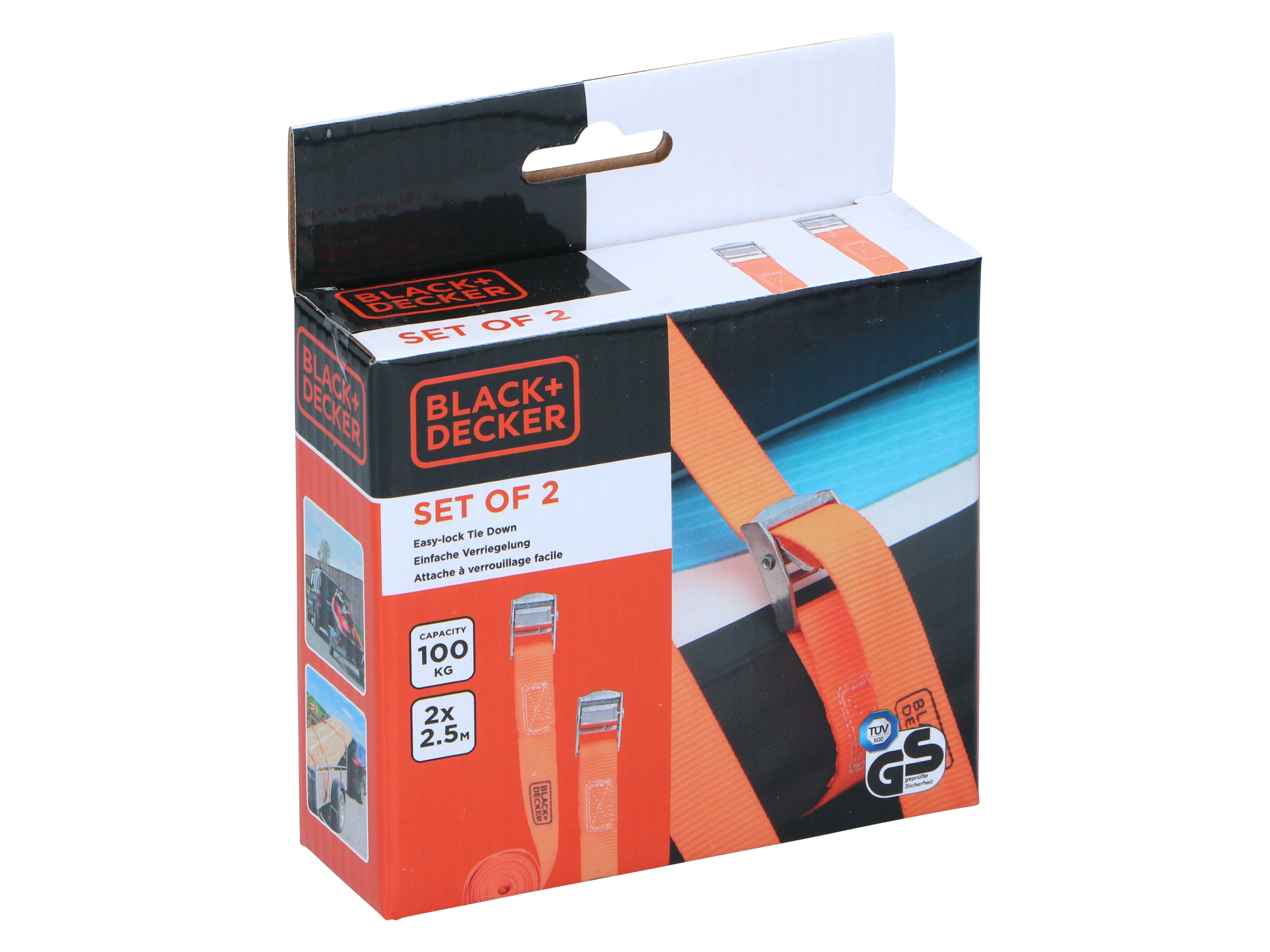 BLACK & DECKER Spanngurte-Satz, 25x2500 mm, 2 Stück BLACK & DECKER Spanngurte-Satz, 25x2500 mm, 2 Stück