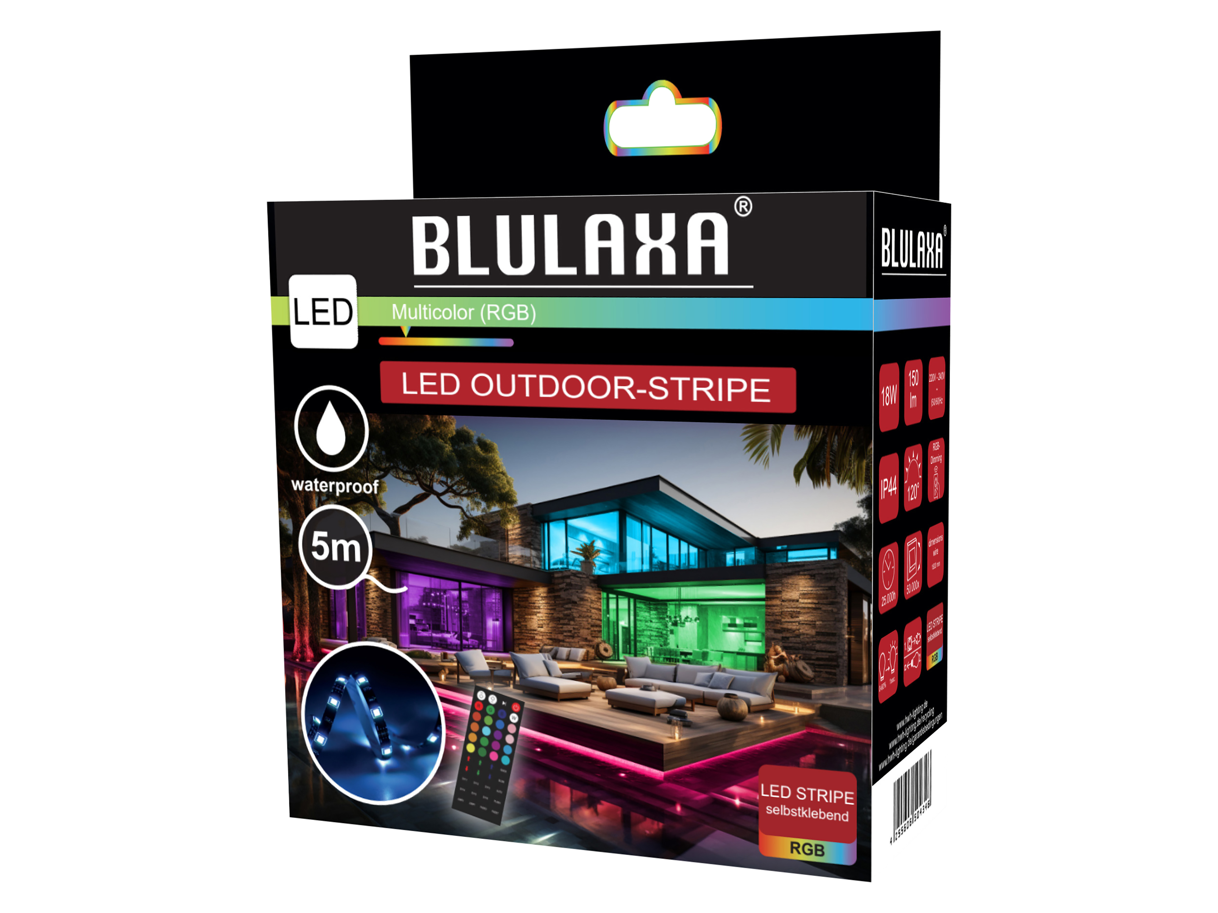 BLULAXA LED Strip 50954, 5m, 18W, 150lm, RGB, Fernbedienung, IP44 BLULAXA LED Strip 50954, 5m, 18W, 150lm, RGB, Fernbedienung, IP44