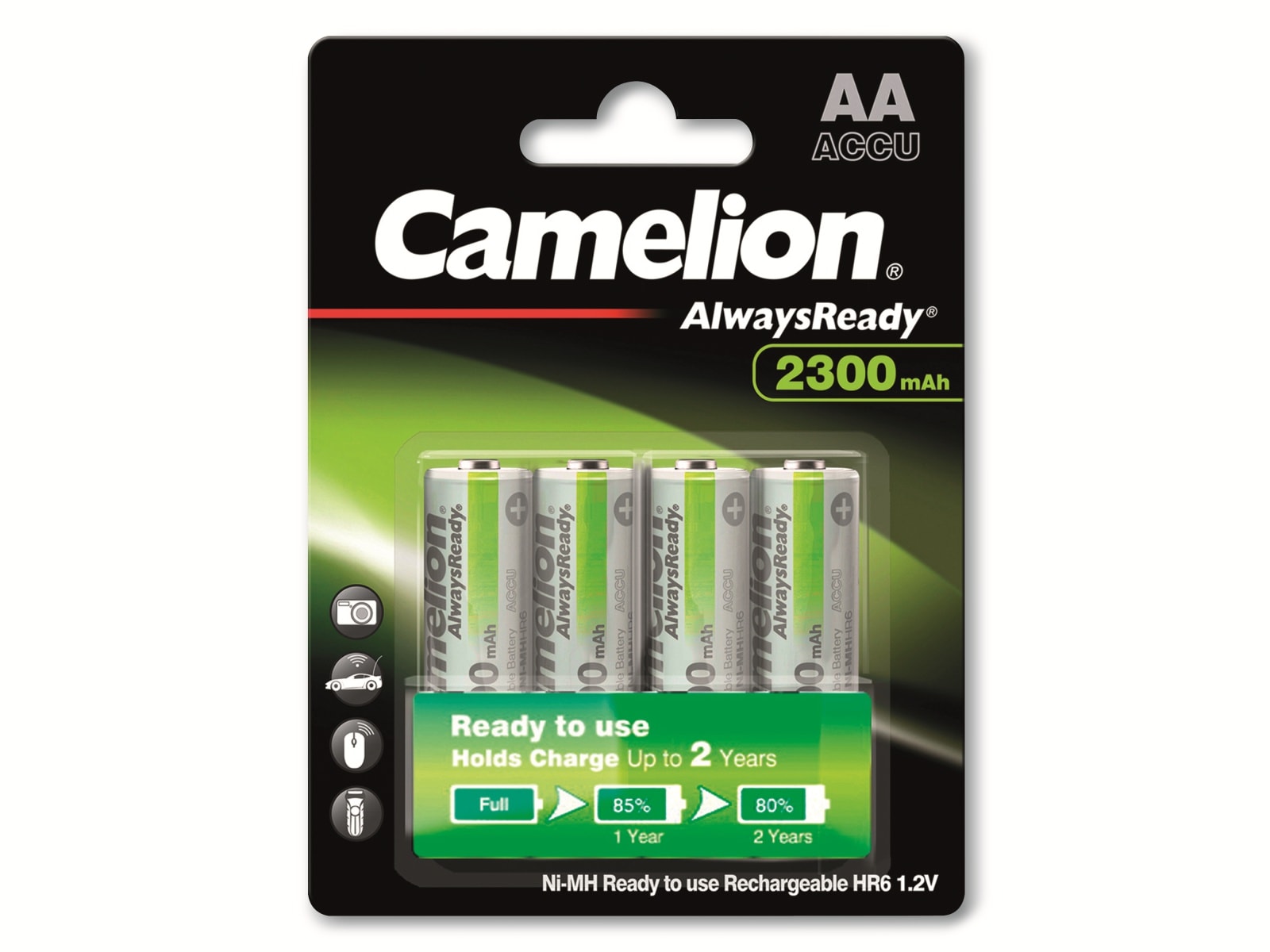 CAMELION NiMH-Mignon-Akku AlwaysReady, 2300 mAh, 4 Stück CAMELION NiMH-Mignon-Akku AlwaysReady, 2300 mAh, 4 Stück
