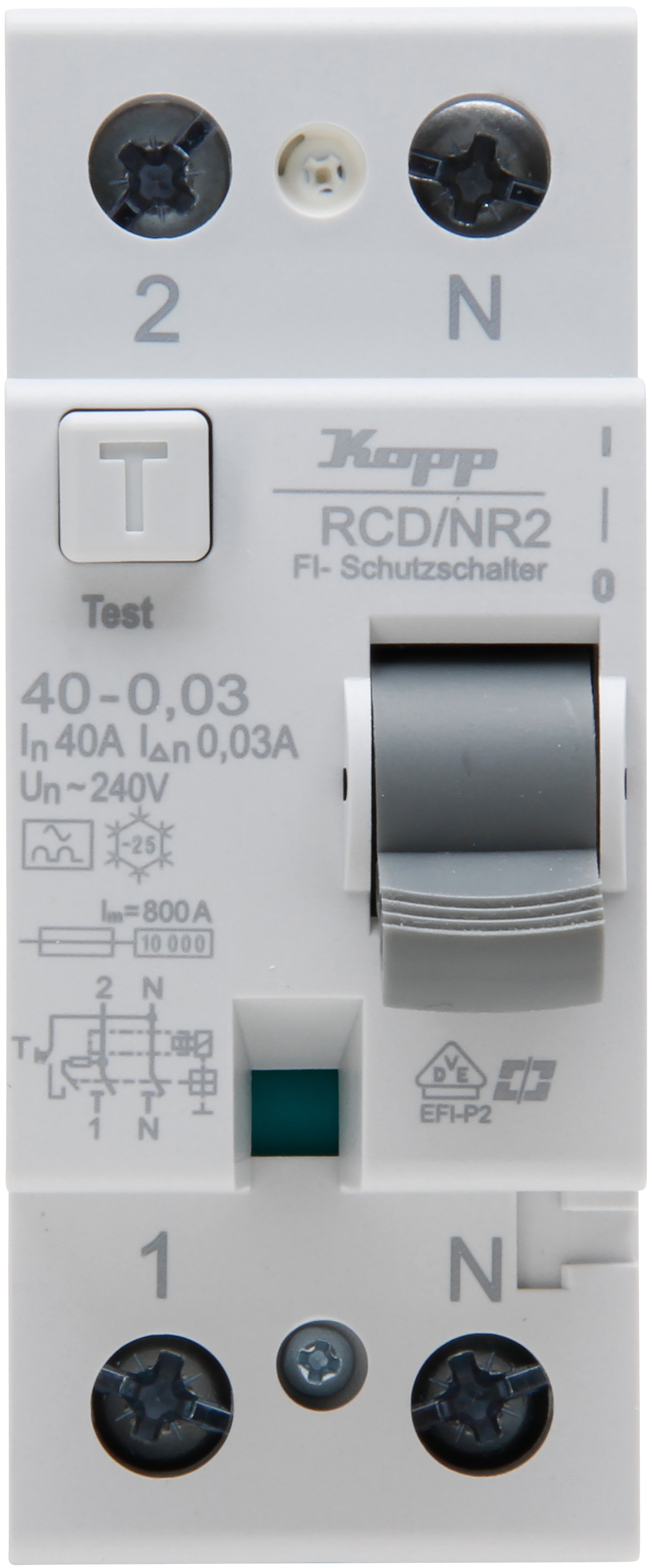KOPP Fehlerstromschutzschalter, 40A, 2-polig, Typ A, 30 mA KOPP Fehlerstromschutzschalter, 40A, 2-polig, Typ A, 30 mA