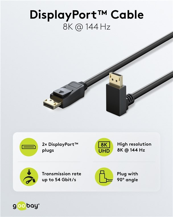 GOOBAY DisplayPort-Kabel 2.0/2.1 77057 54 Gbit/s 8K 144Hz 2m GOOBAY DisplayPort-Kabel 2.0/2.1 77057 54 Gbit/s 8K 144Hz 2m