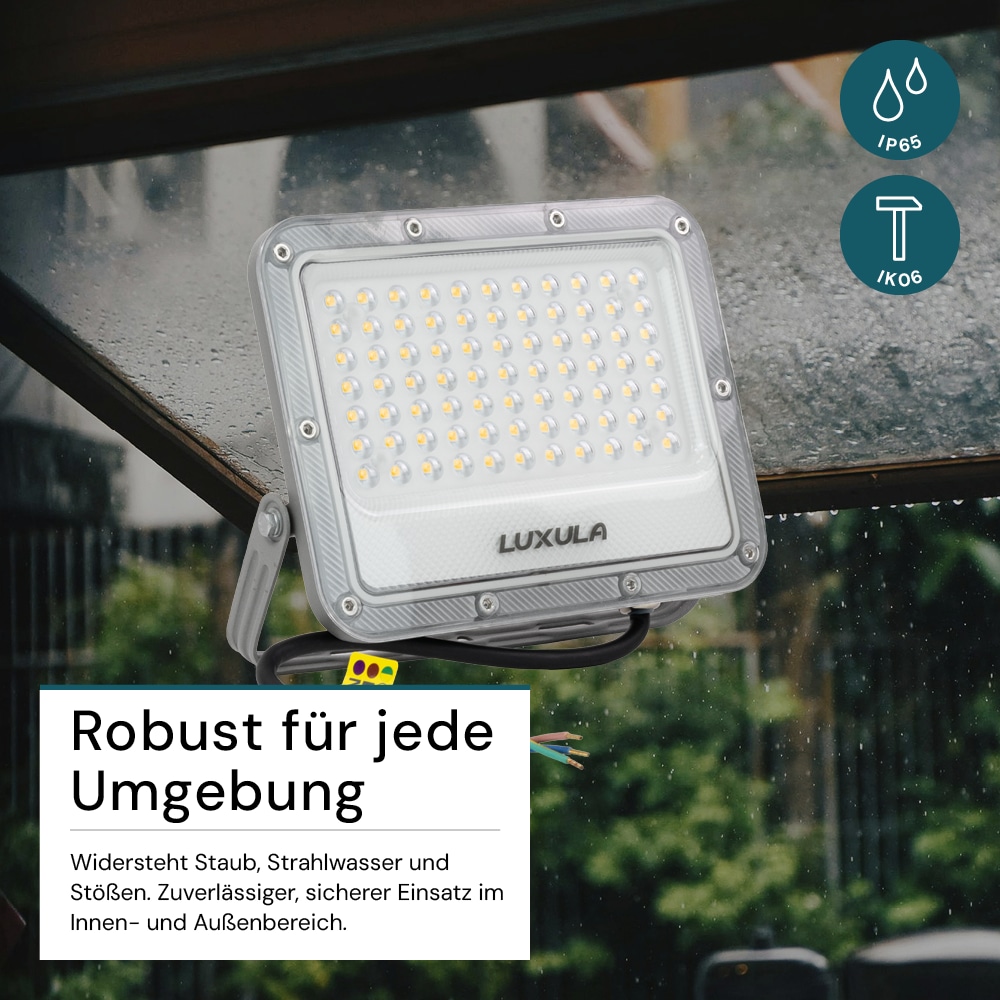 LUXULA LED-Fluter, EEK: E, 50W, 6500lm, 4000K, IP65, grau LUXULA LED-Fluter, EEK: E, 50W, 6500lm, 4000K, IP65, grau